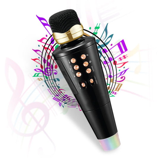 Pick Ur Needs 2 in1 Karaoke Microphone & Bluetooth Speaker with LED Light Wireless Connection Player with Recording + USB+FM