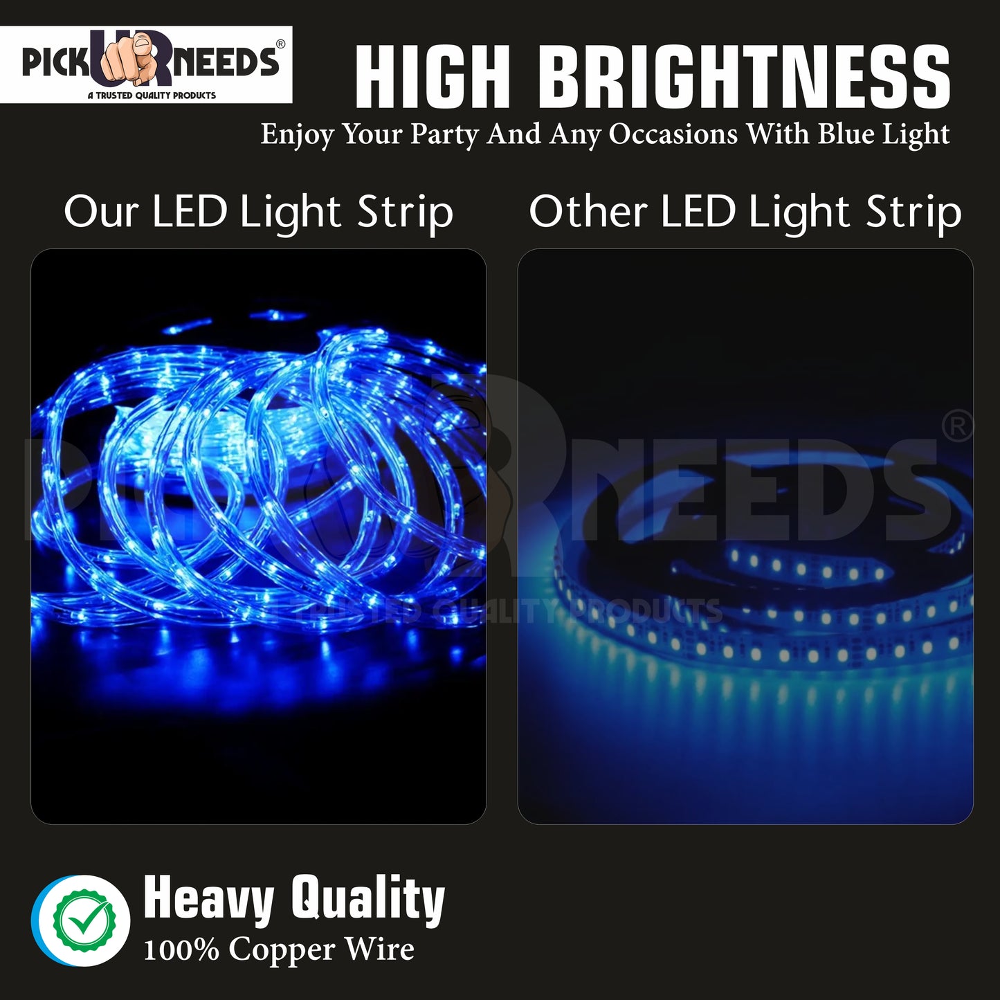 Pick Ur Needs 1200 LEDs 10 M Strip Rope Lights / Strip Light Blue Color Functional / Festival  Decoration Light