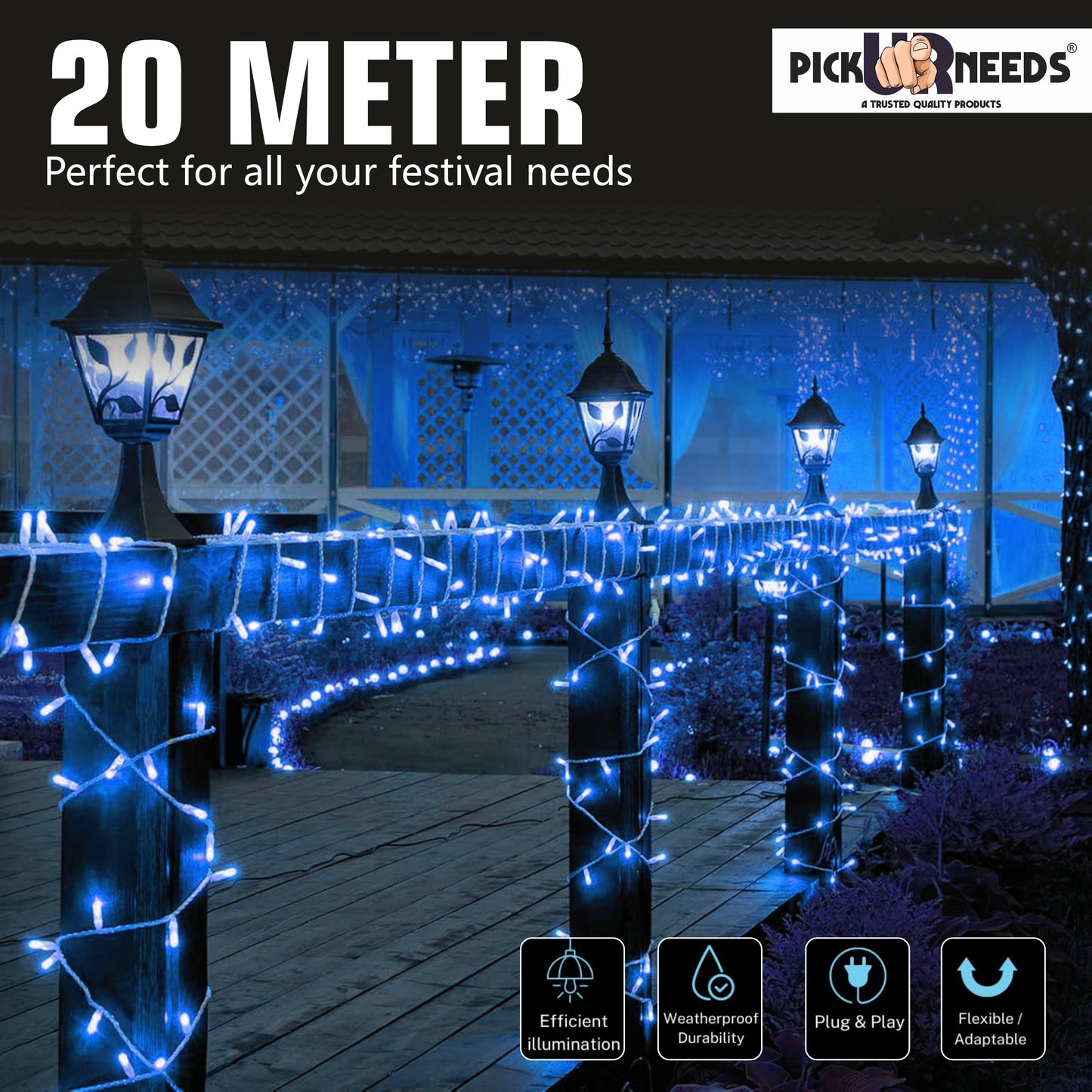Pick Ur Needs 60 LEDs 20 m Yellow Steady String Rice Lights  (Pack of 6)