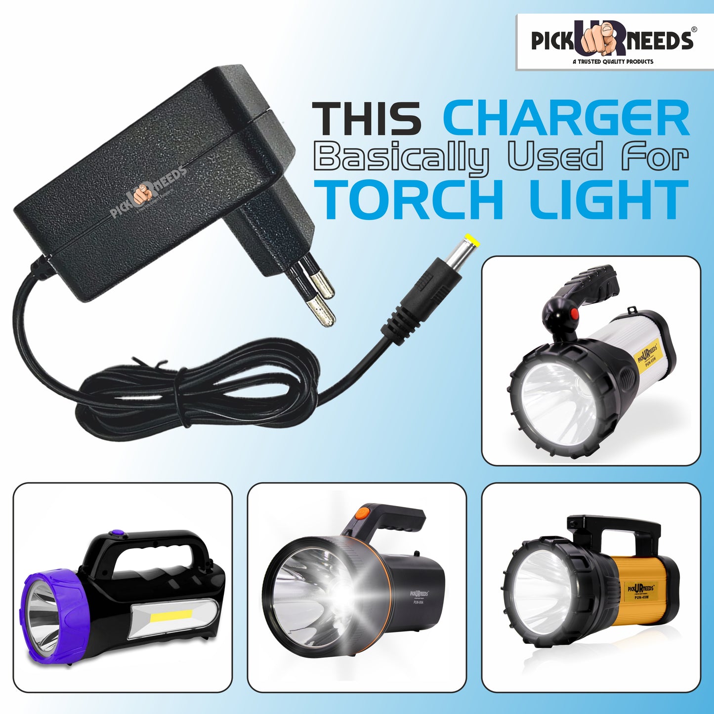 Pick Ur Needs Emergency Light / Torch Light Charging Adapter With I.C Based Auto Cut Charging 0 hrs Torch Emergency Light