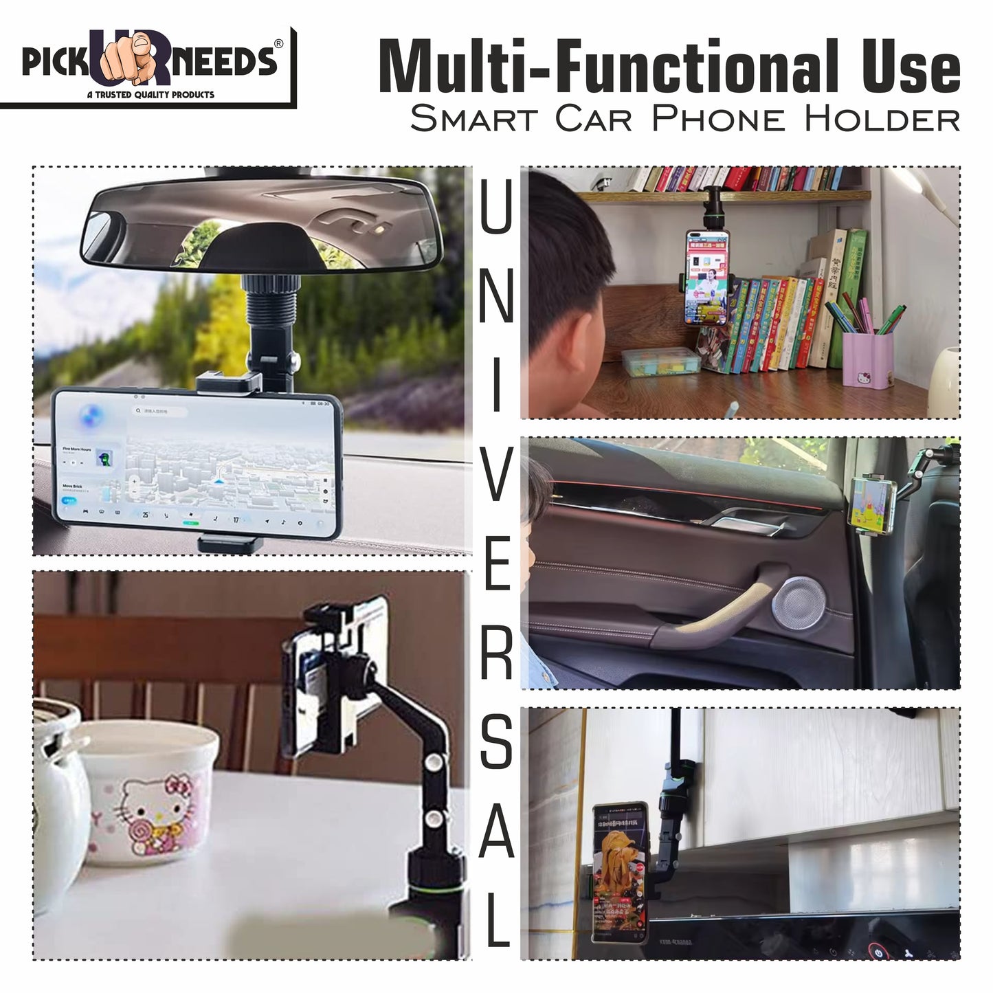 Pick Ur Needs Universal Clip Car Phone Holder Multi Joint Flexible Adjustments Mobile Holder