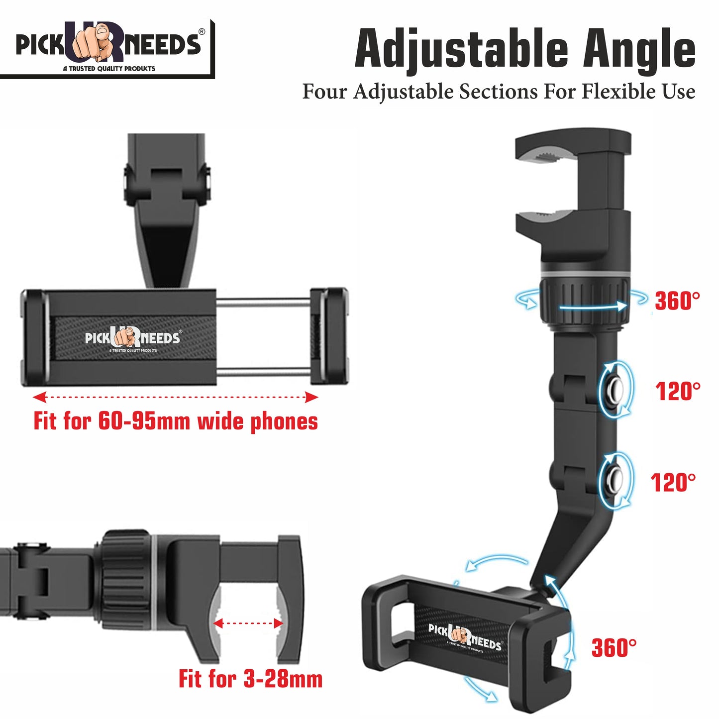 Pick Ur Needs Universal Clip Car Phone Holder Multi Joint Flexible Adjustments Mobile Holder