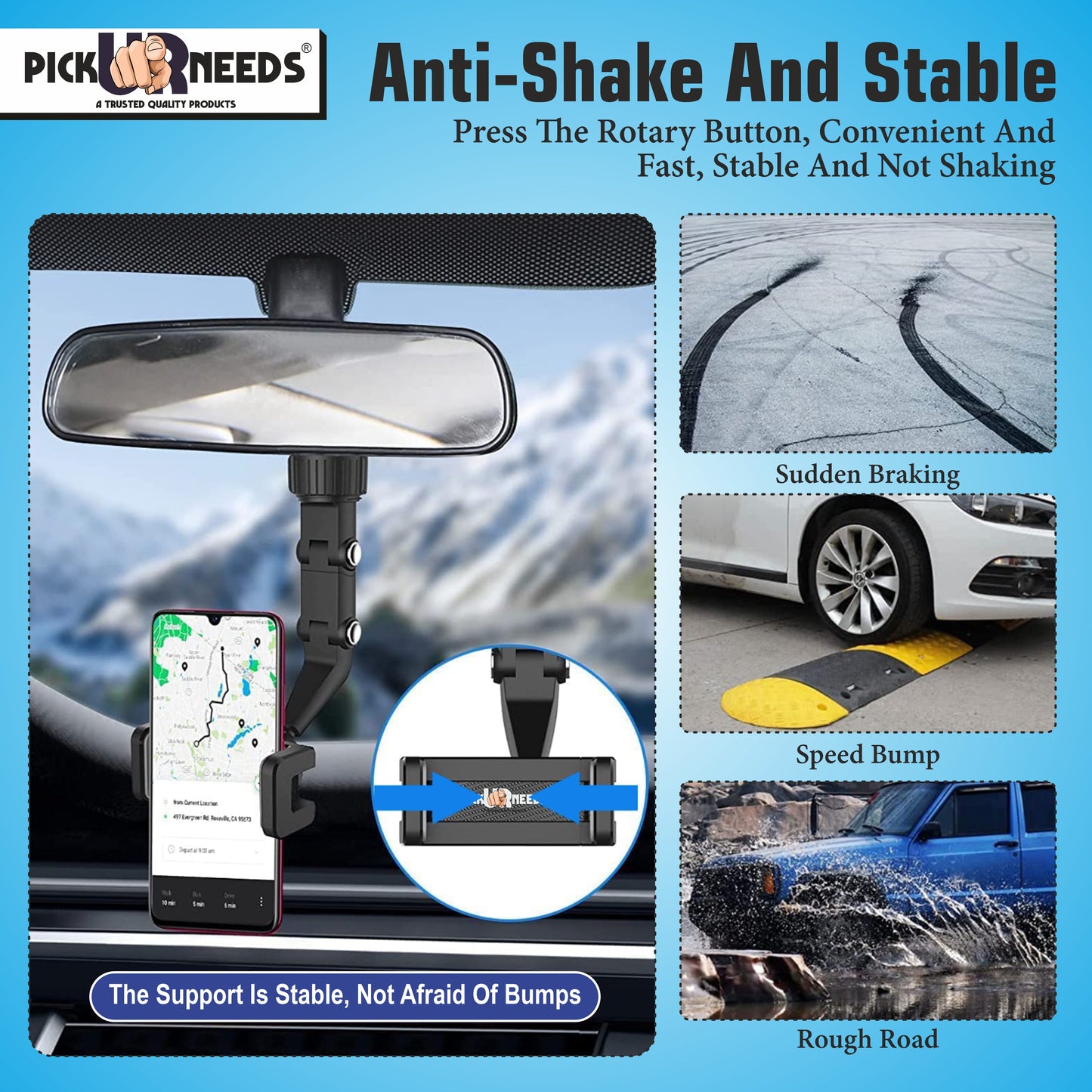 Pick Ur Needs Universal Clip Car Phone Holder Multi Joint Flexible Adjustments Mobile Holder