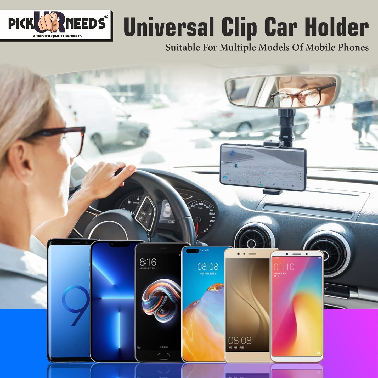 Pick Ur Needs Universal Clip Car Phone Holder Multi Joint Flexible Adjustments Mobile Holder