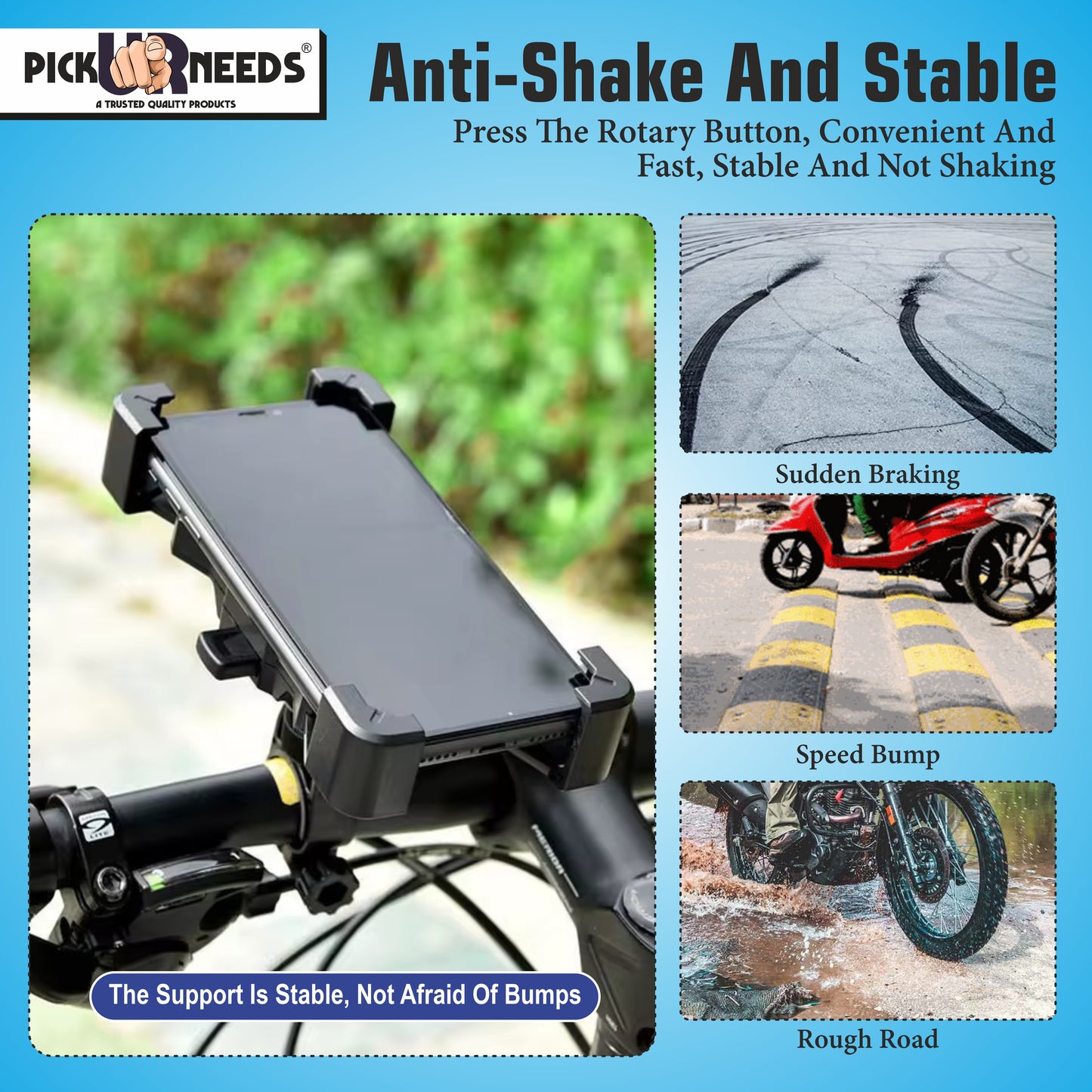 Pick Ur Needs Bike Mobile Phone Holder Universel Bracket 360° Rotate Compact  With Perfect Fit Mobile Holder