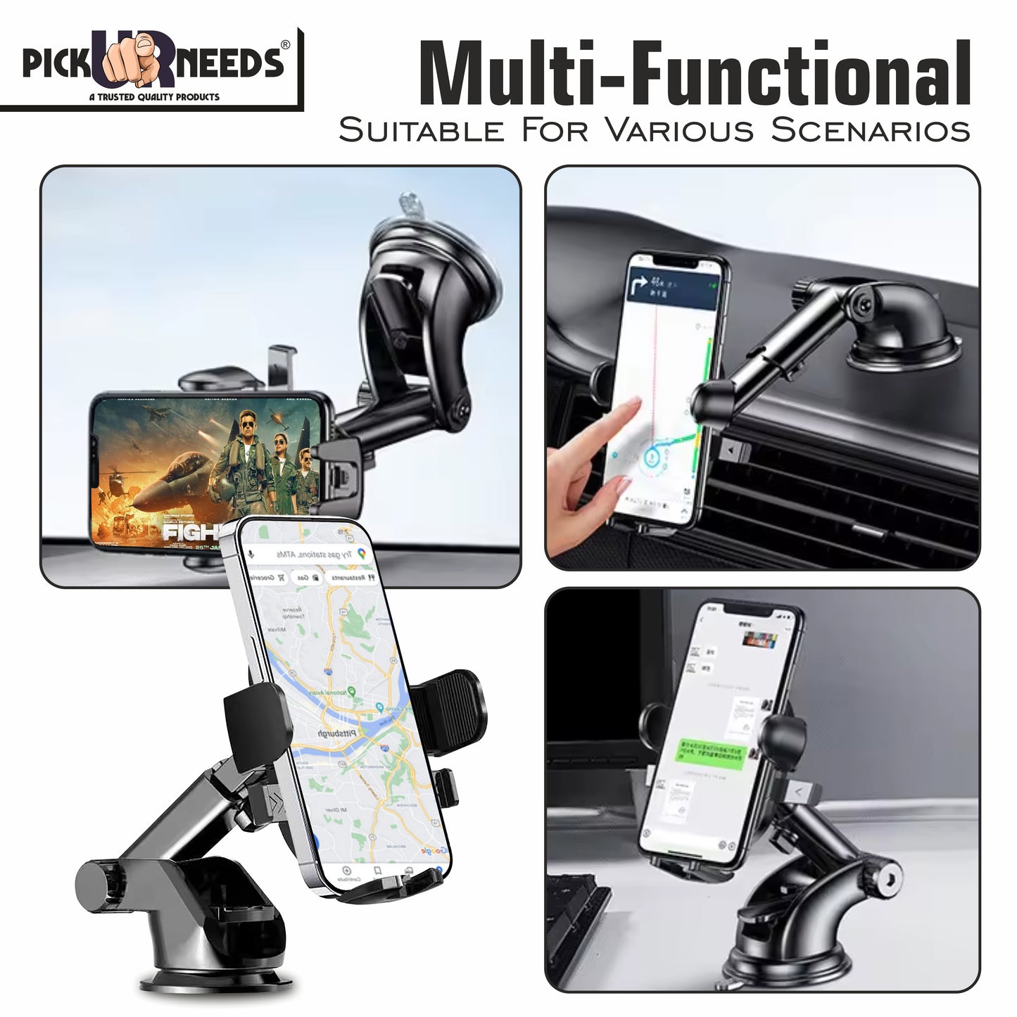 Pick Ur Needs Car Mobile Universal Bracket  Phone Holder Dashboard Car Mount 360° Rotate Mobile Holder