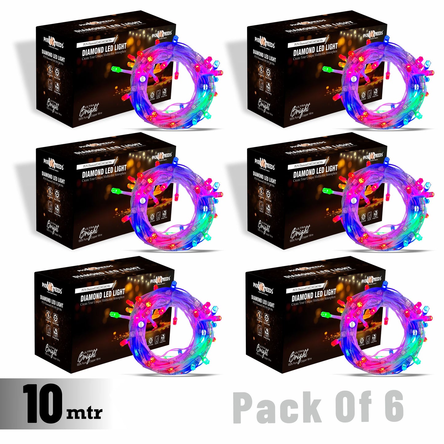 Pick Ur Needs 24 LEDs 10 m Multicolor Color Changing String Rice Lights  (Pack of 6)