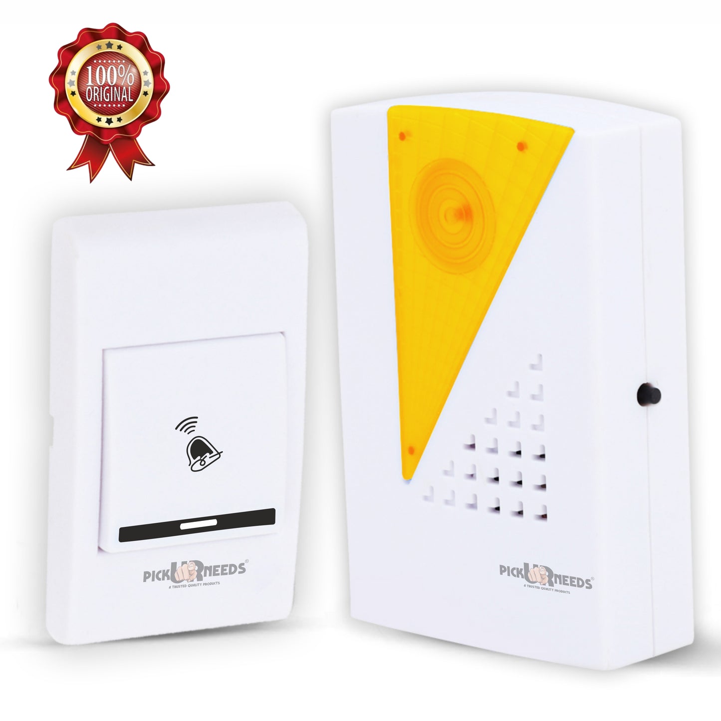 Pick Ur Needs Wireless Long Range Doorbell with Remote Push Button Adjustable Ringtones & Loud Chime 1000ft Range, Plug-in Receiver for Home, Office, Store, Apartment & More