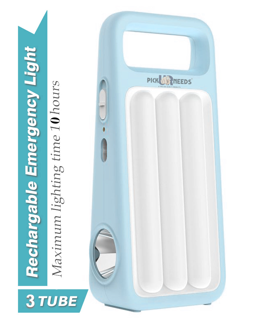 Pick Ur Needs 2 In 1 Rechargeable Led Home Emergency Tube Light With Spotlight 10 hrs 10 hrs Lantern Emergency Light  (Blue)