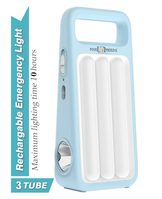 Pick Ur Needs 2 In 1 Rechargeable Led Home Emergency Tube Light With Spotlight 10 hrs 10 hrs Lantern Emergency Light  (Blue)