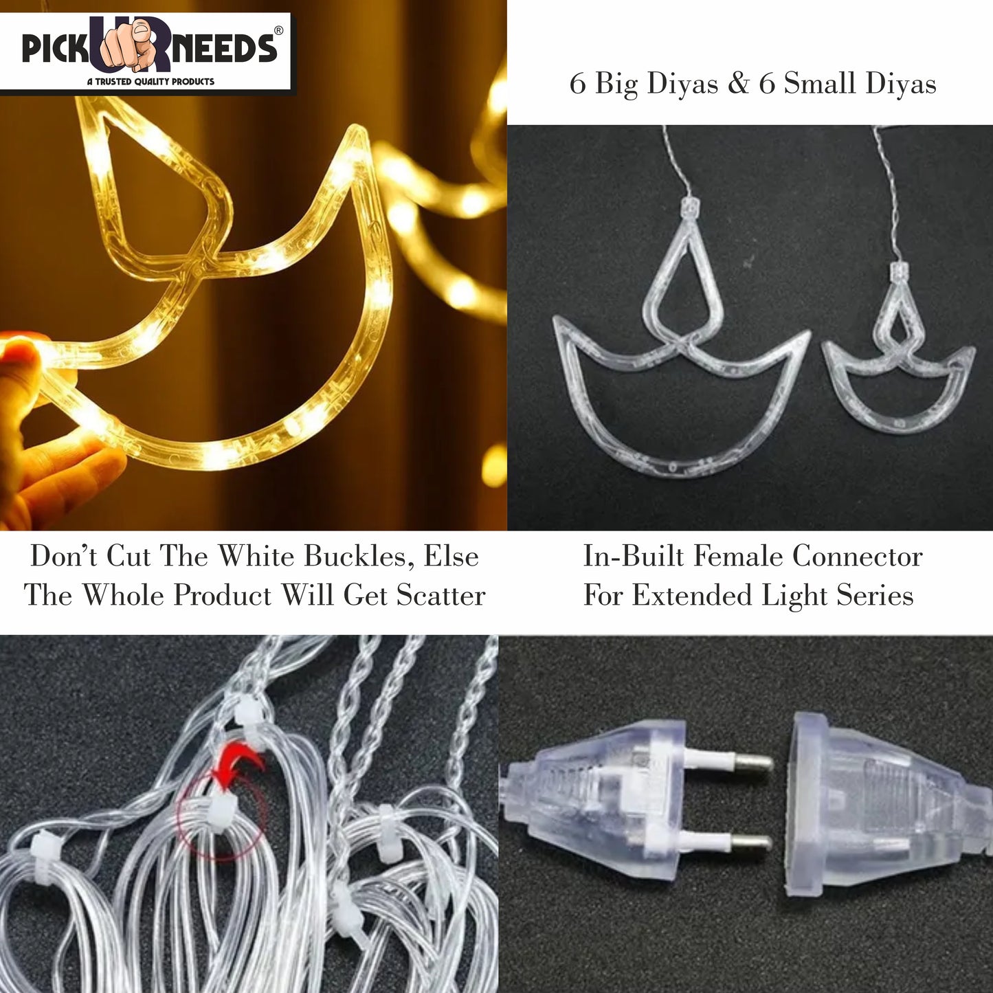 Pick Ur Needs 138 LEDs 10 m Multicolor Flickering Diya Rice Lights