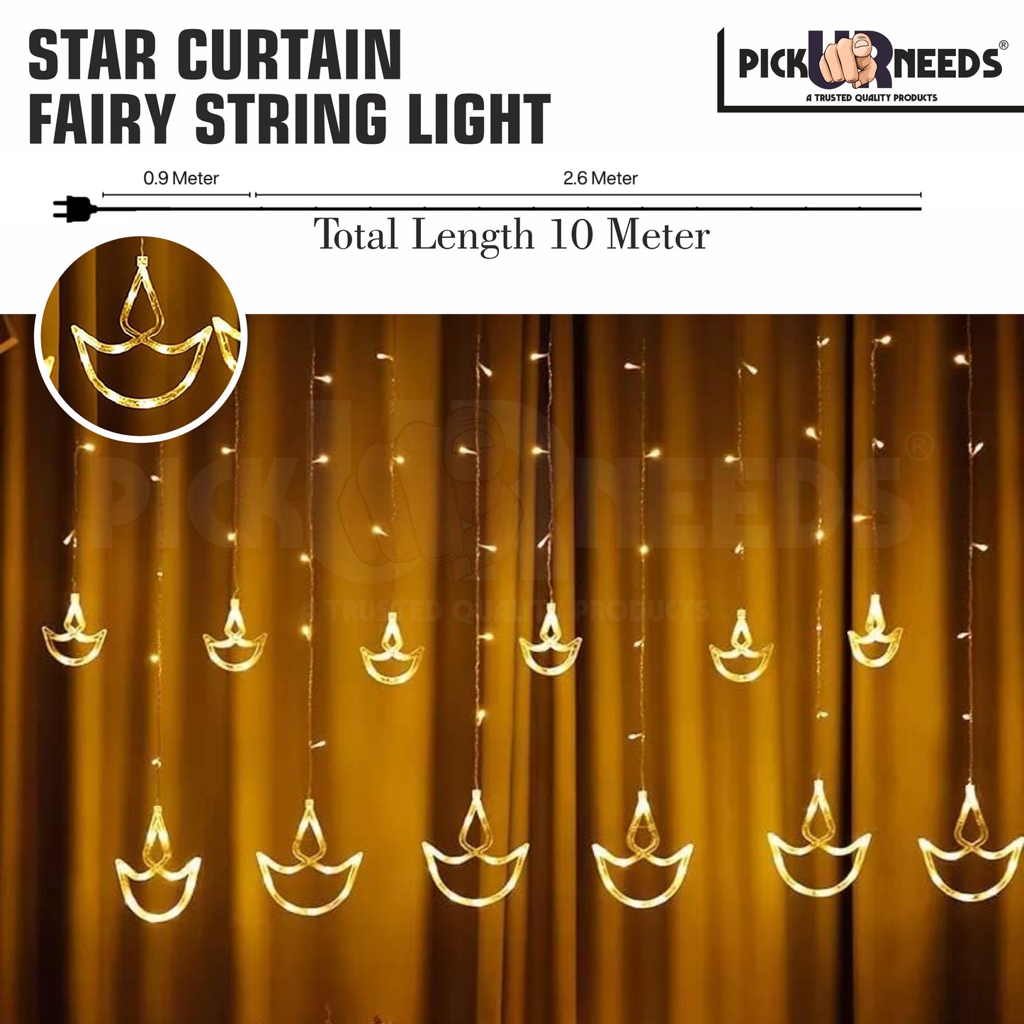 Pick Ur Needs 138 LEDs 10 m Multicolor Flickering Diya Rice Lights