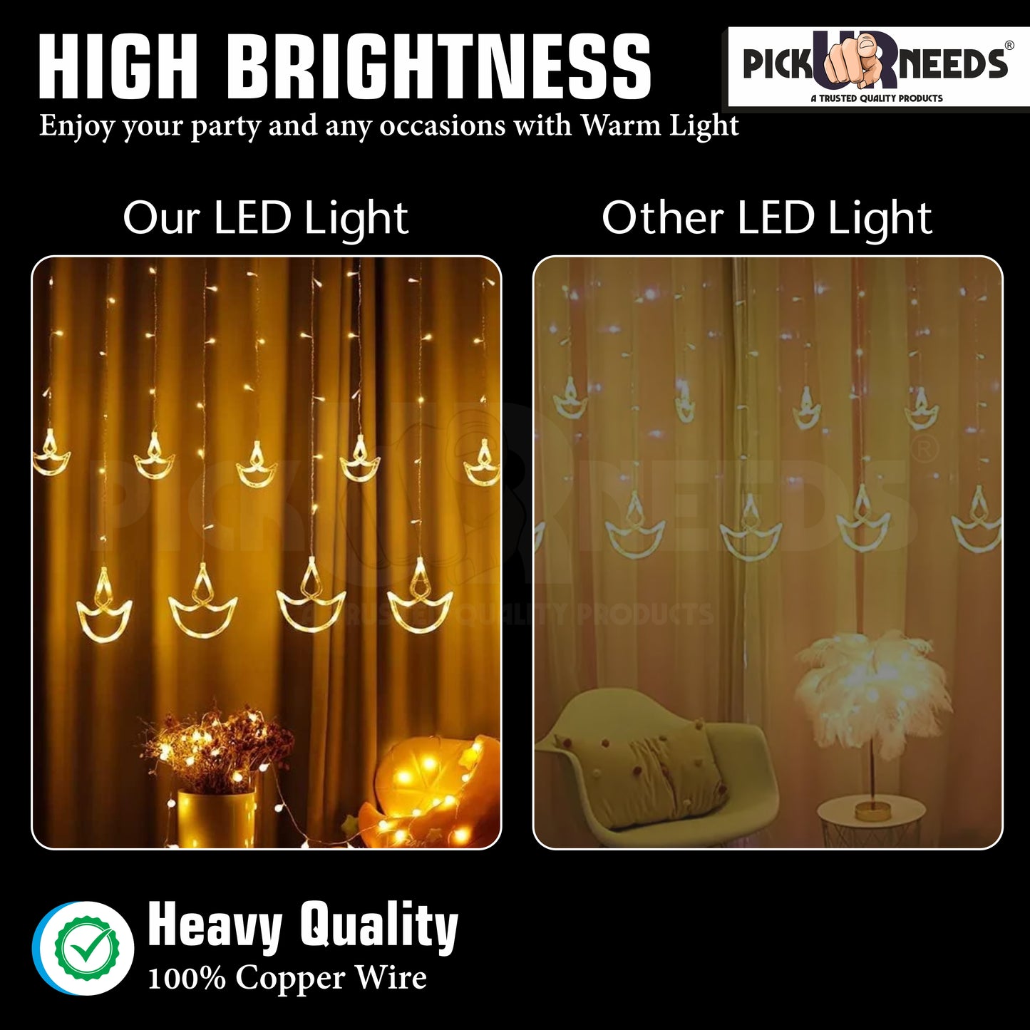 Pick Ur Needs 138 LEDs 10 m Multicolor Flickering Diya Rice Lights