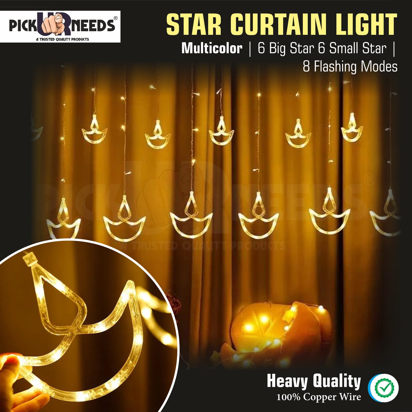 Pick Ur Needs 138 LEDs 10 m Multicolor Flickering Diya Rice Lights