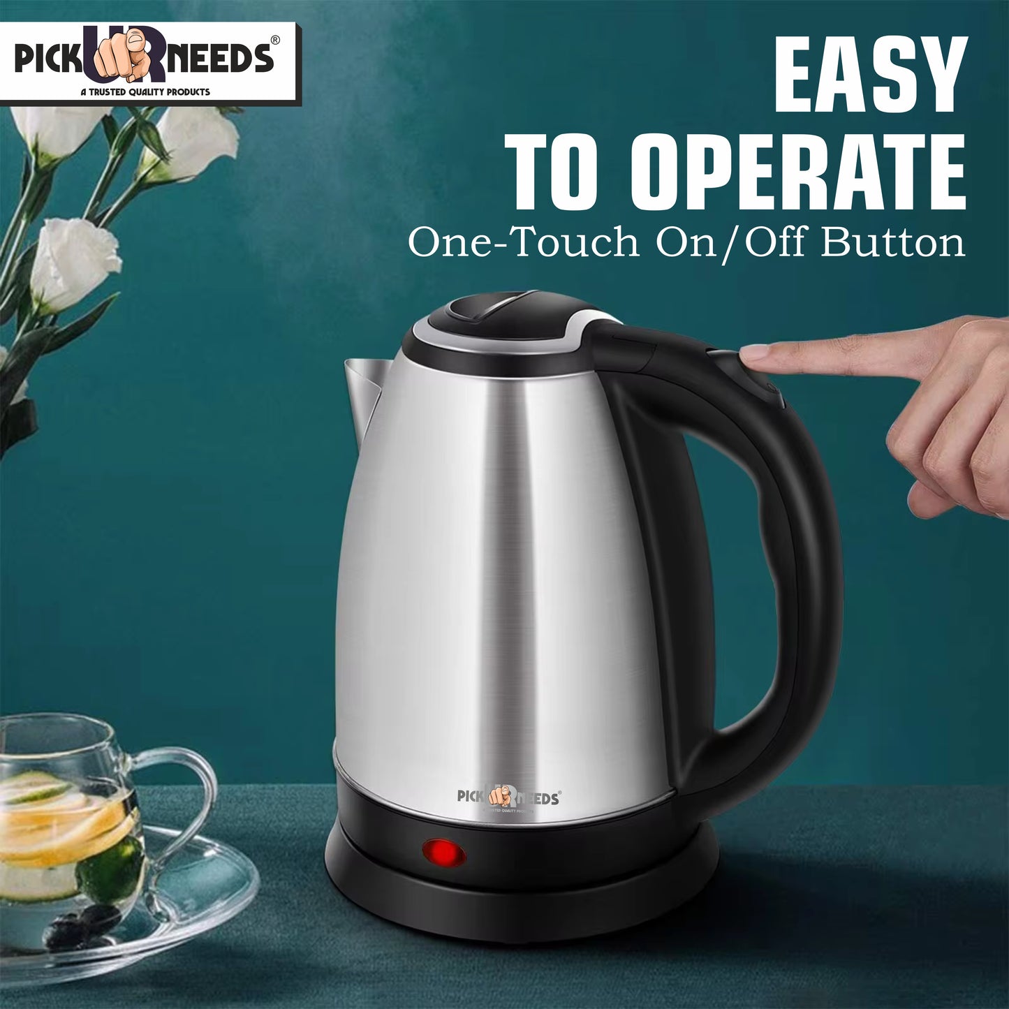 Pick Ur Needs Premium Stainless Steel Design Kettle 2000 Watt For Fast Boiling Tea/Coffee/Magggi Multi Cooking Electric Kettle (2 L, Black)