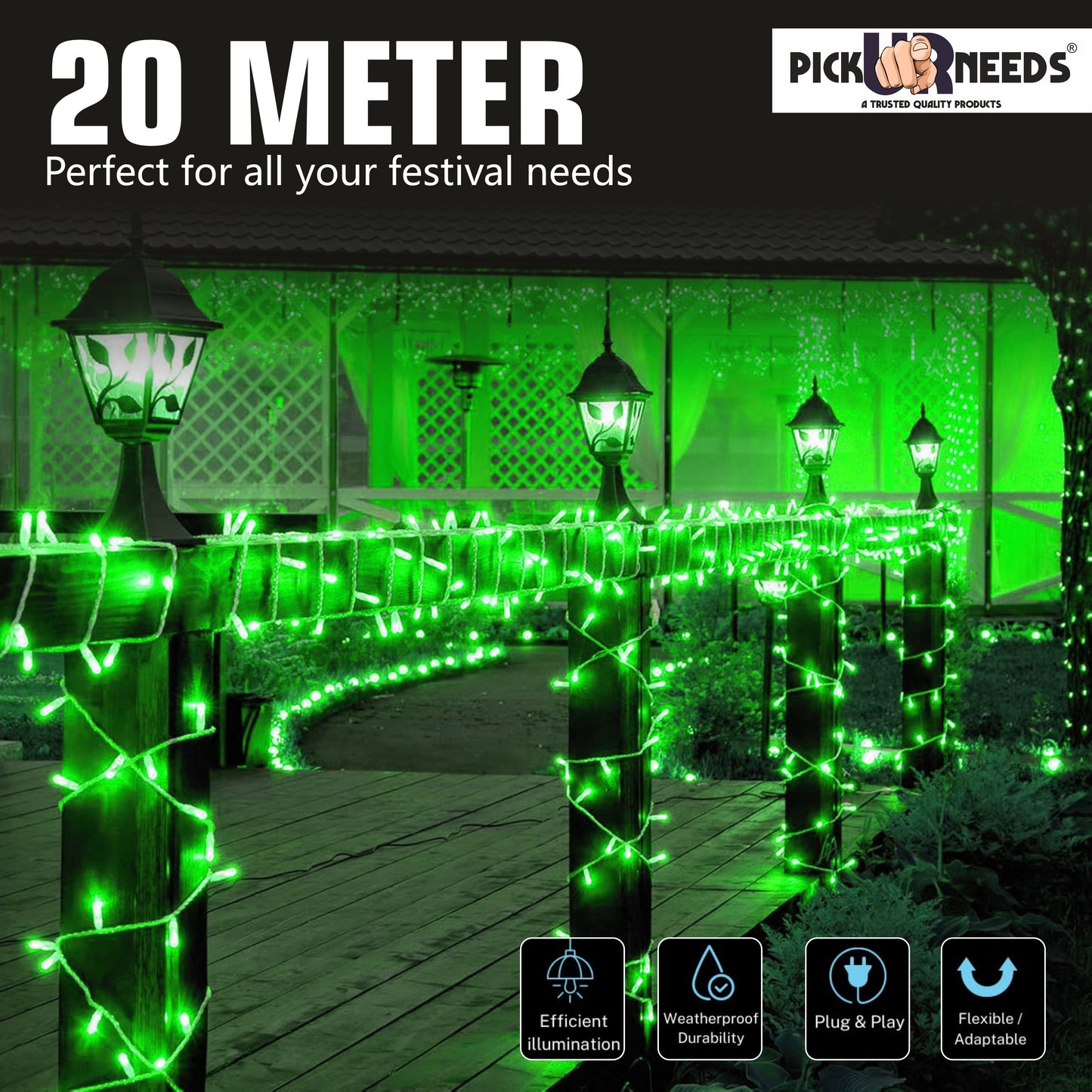 Pick Ur Needs 60 LEDs 20 m Beige Steady String Rice Lights  (Pack of 2)