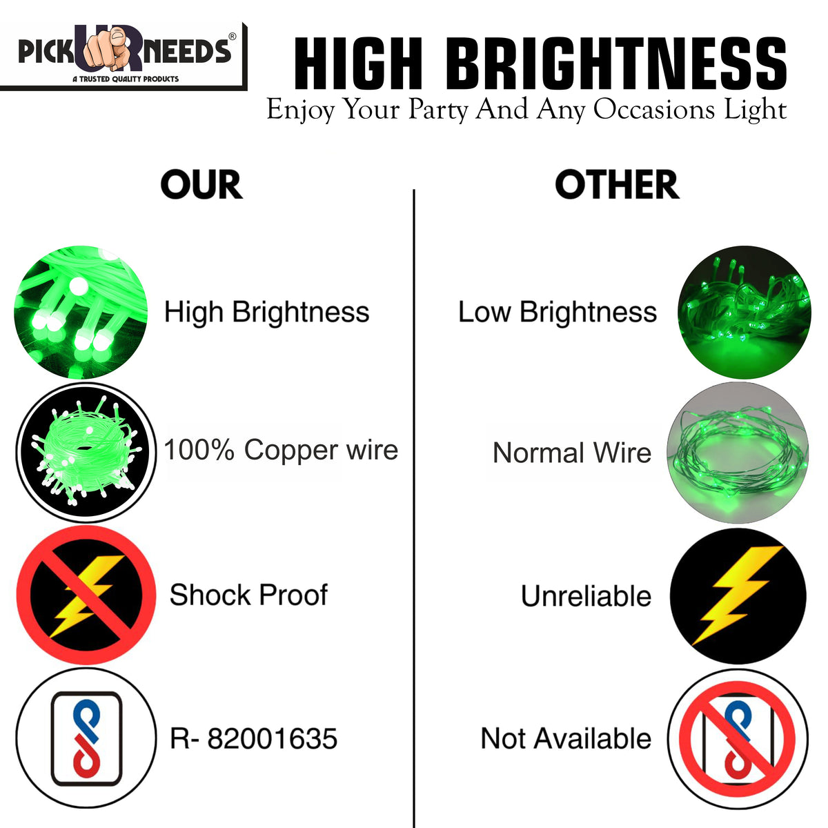 Pick Ur Needs 60 LEDs 15 m Steady String Rice Lights