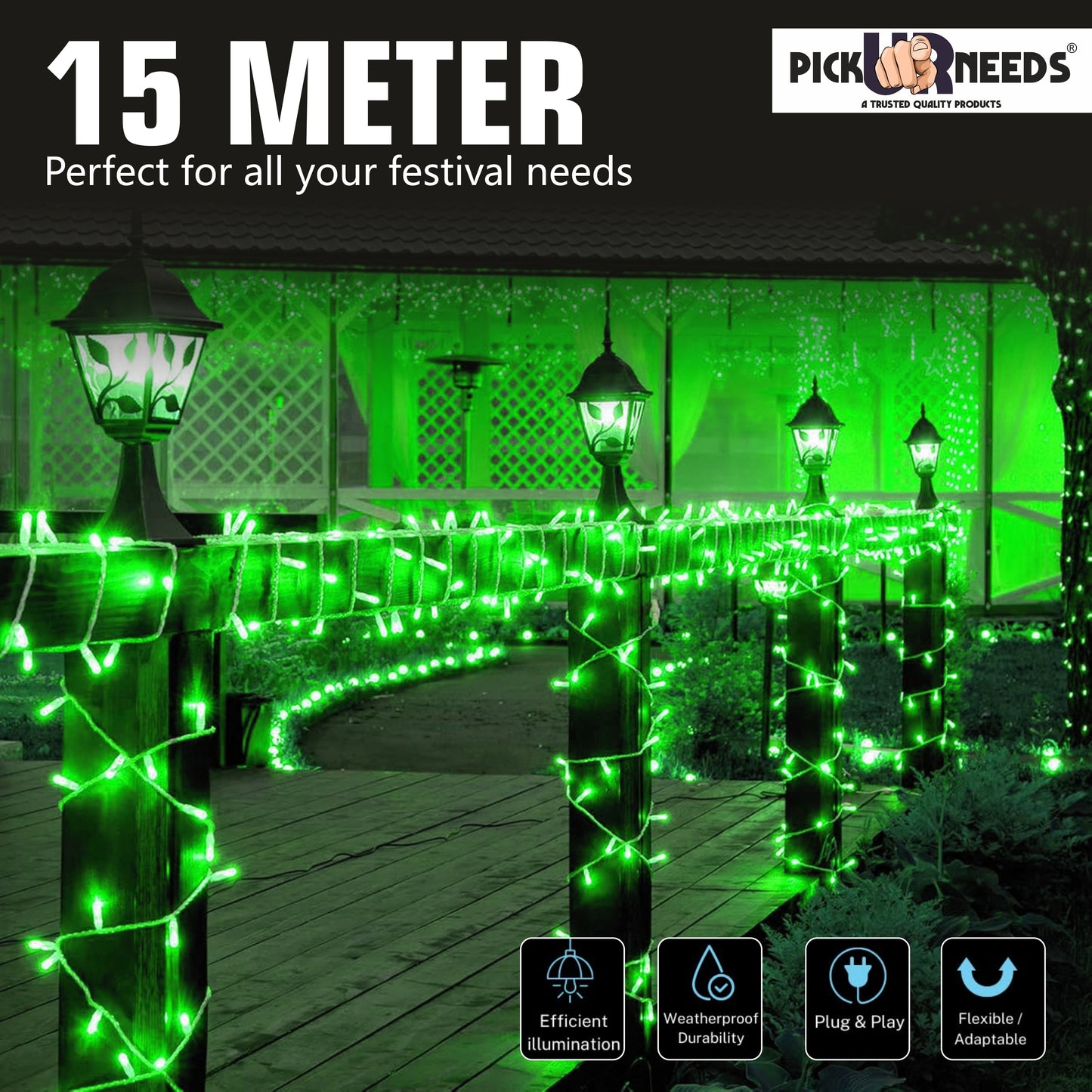 Pick Ur Needs 60 LEDs 20 m Yellow Steady String Rice Lights  (Pack of 6)