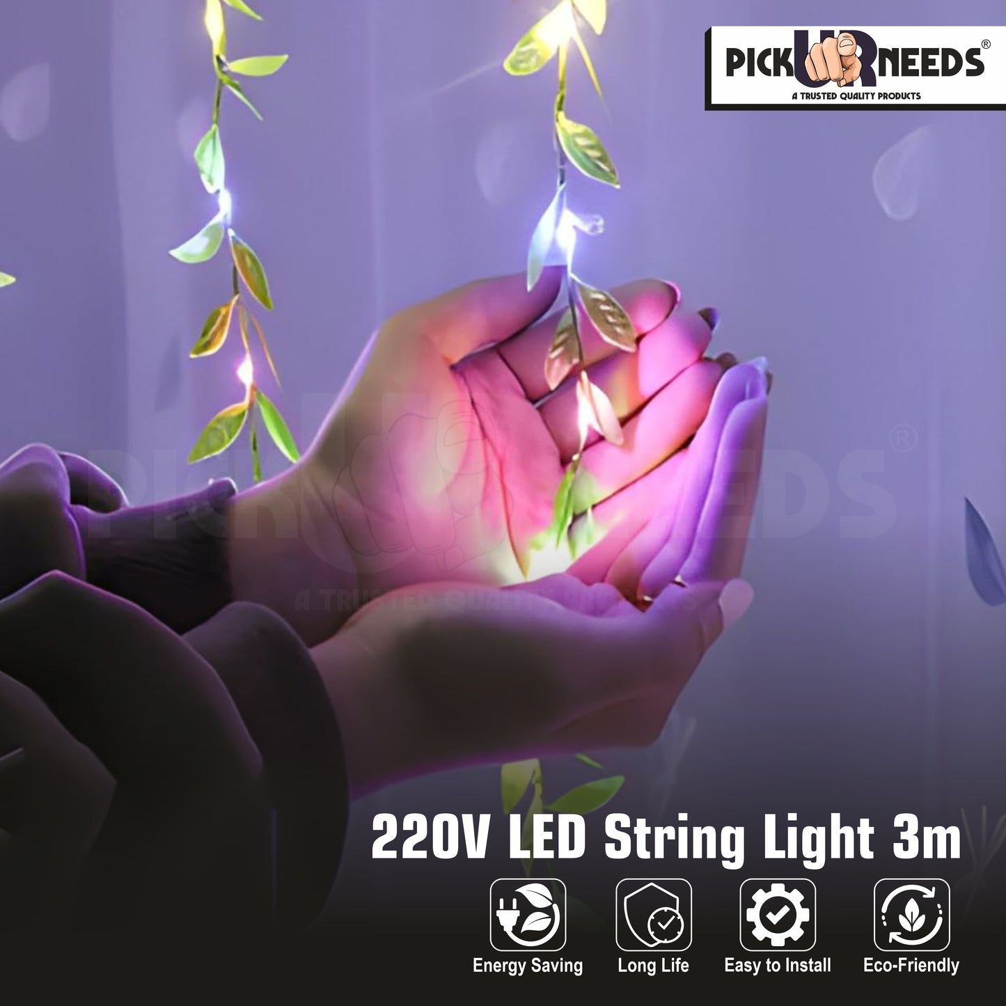 Pick Ur Needs Leaf Pattern Curtain String Light 3 Metre 160 Multiple Color LED 8 Flashing Mode Ceiling Lamp