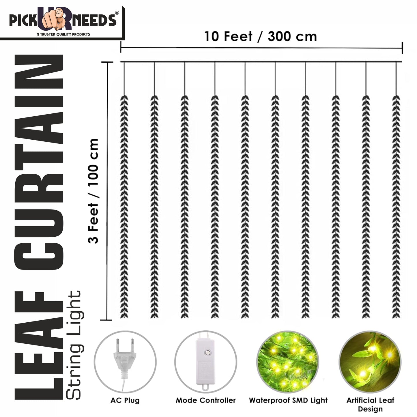 Pick Ur Needs 1 LEDs 3 m Beige Color Changing Leaf Rice Lights  (Pack of 1)