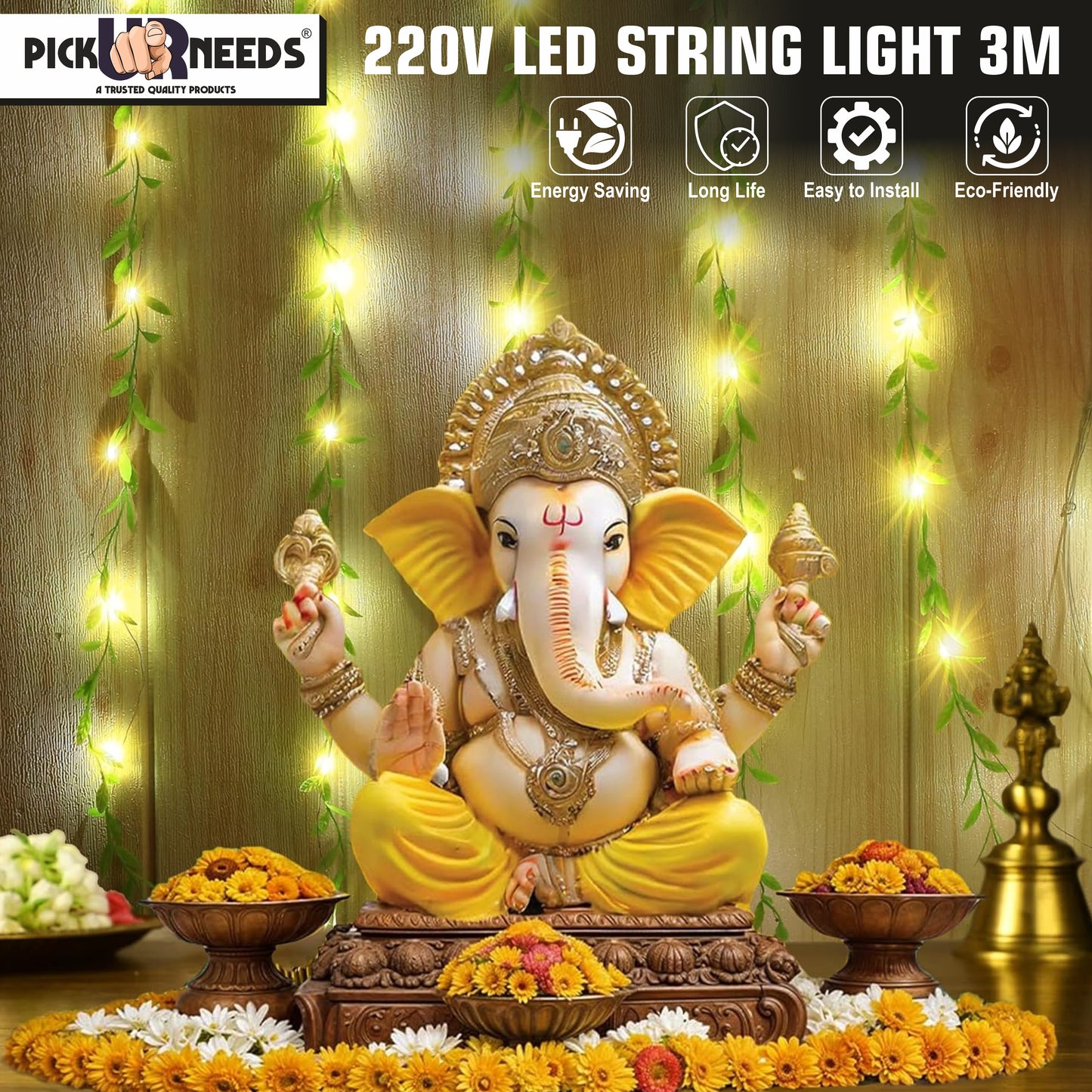Pick Ur Needs 1 LEDs 3 m Beige Color Changing Leaf Rice Lights  (Pack of 1)