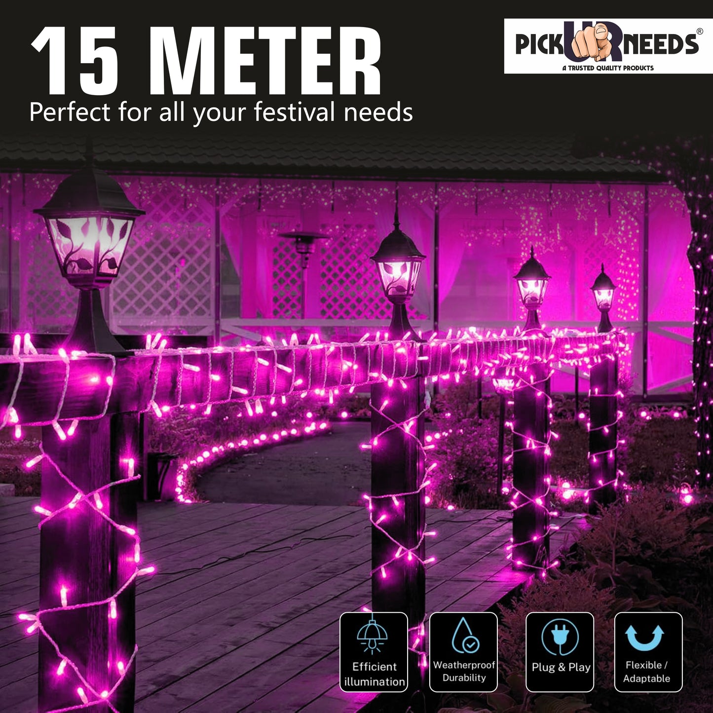 Pick Ur Needs 60 LEDs 20 m Yellow Steady String Rice Lights  (Pack of 1)