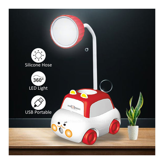 Pick Ur Needs Rechargeable 360° Foldable Toy Car Design Table Lamp With Sharpner Kids Study 3 hrs Lantern Emergency Light  (Red)