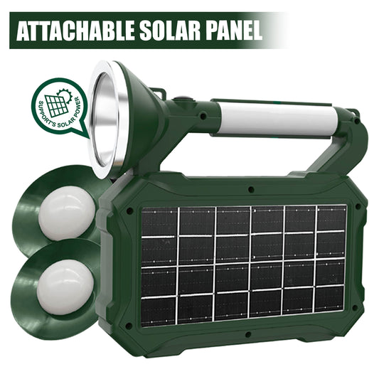 Pick Ur Needs 200W Rechargeable Solar Emergency– Power Bank Torch Light with 5 Lightning Modes Solar Light Set  (Free Standing)