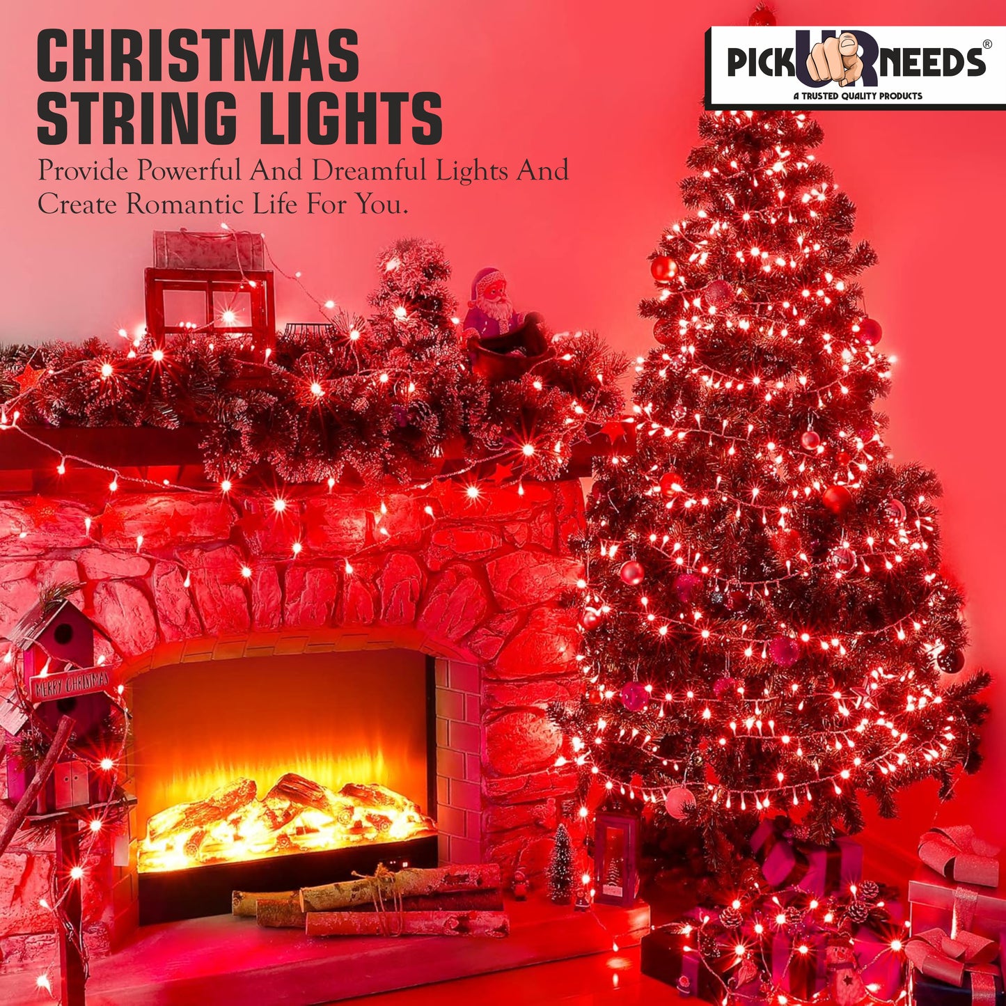 Pick Ur Needs 60 LEDs 20 m Yellow Steady String Rice Lights  (Pack of 4)