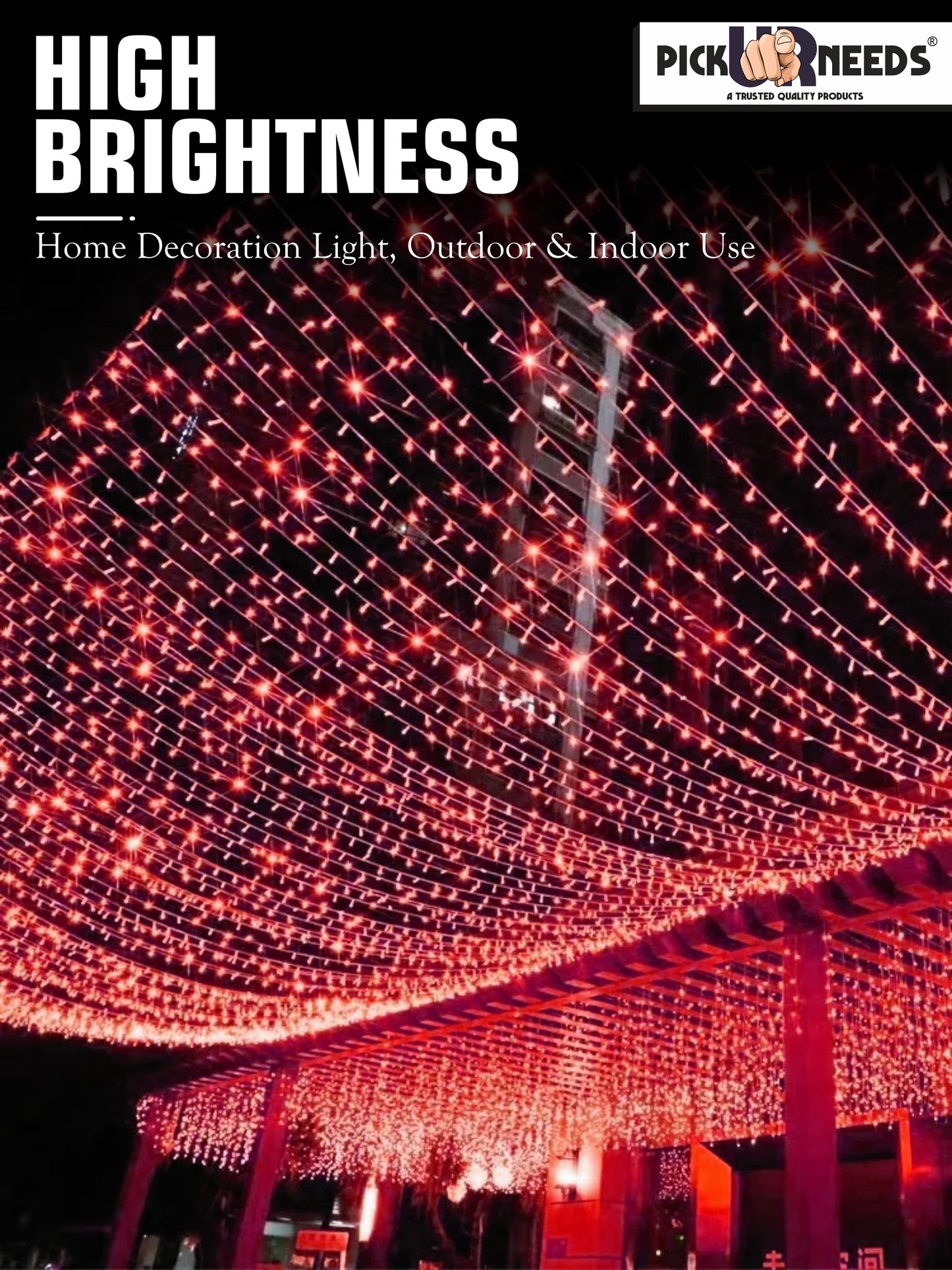 Pick Ur Needs 60 LEDs 20 m Yellow Steady String Rice Lights  (Pack of 4)