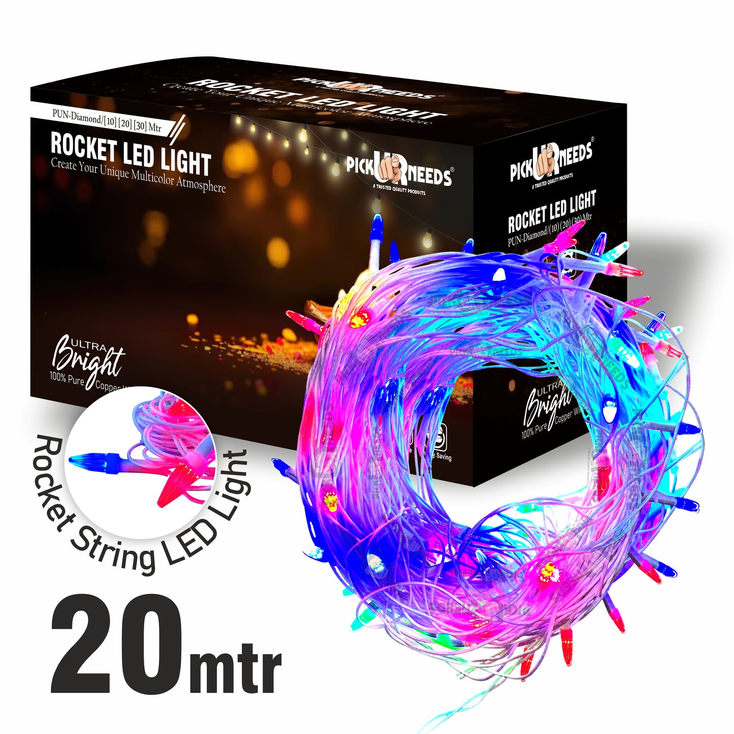 Pick Ur Needs 40 LEDs 20 m Multicolor Flickering String Rice Lights