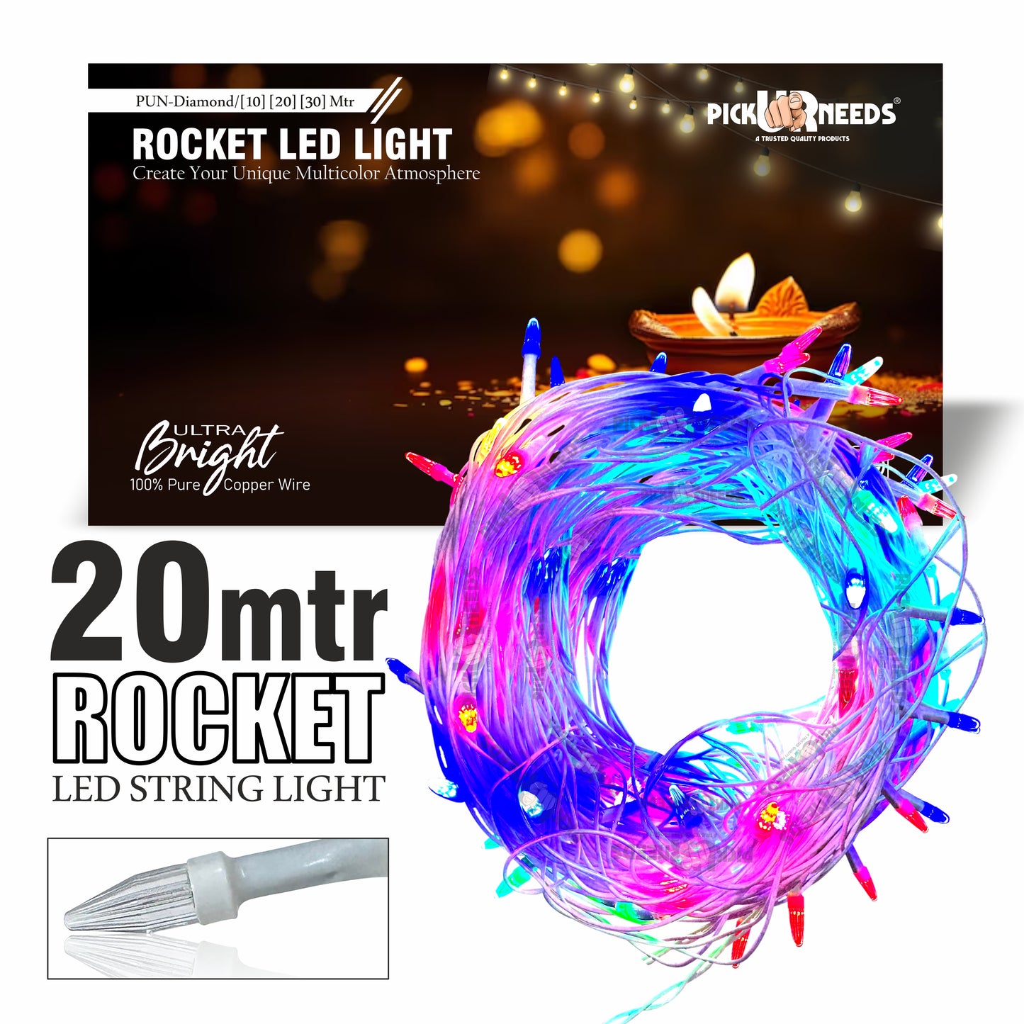 Pick Ur Needs 40 LEDs 20 m Multicolor Flickering String Rice Lights  (Pack of 2)