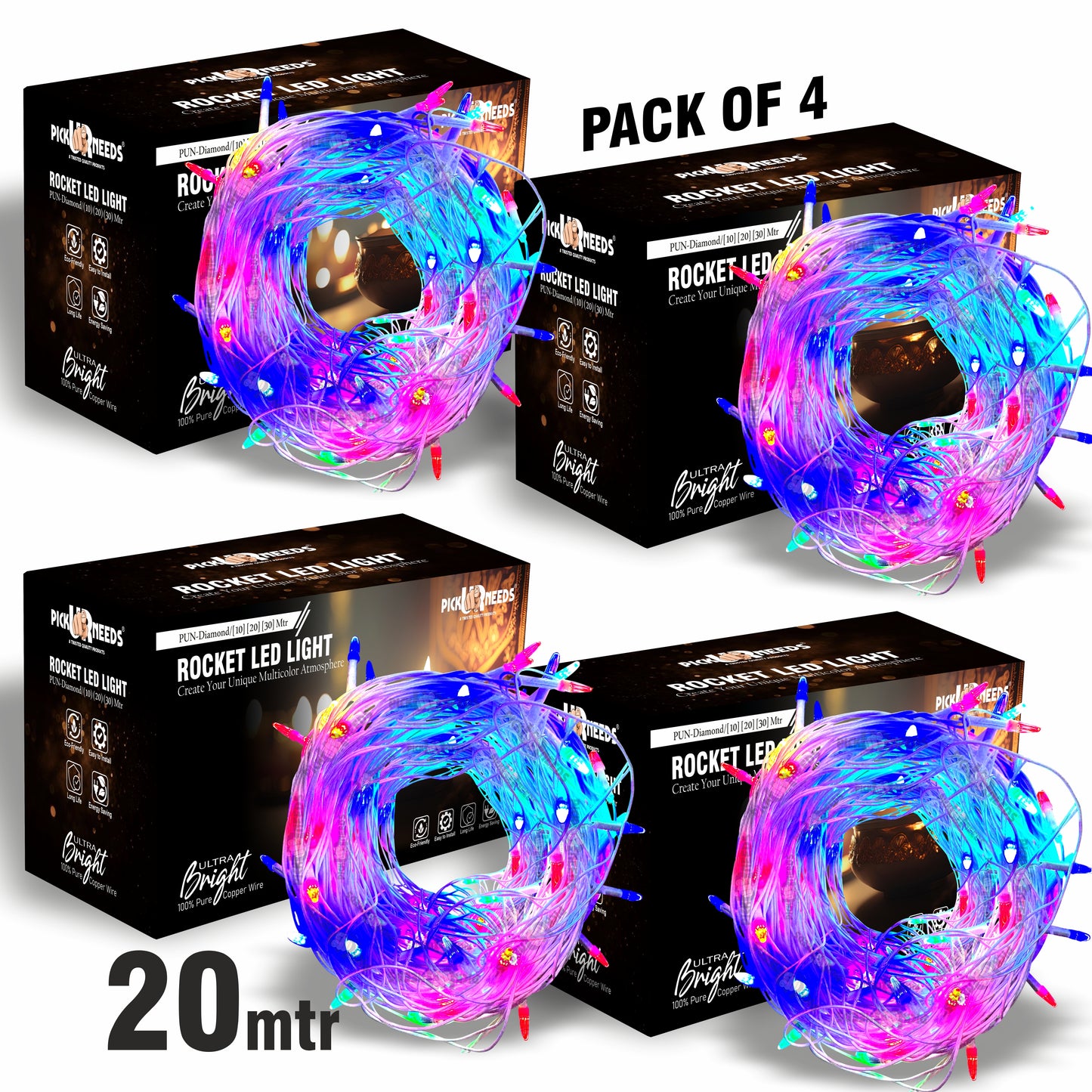 Pick Ur Needs 40 LEDs 20 m Multicolor Flickering String Rice Lights  (Pack of 2)