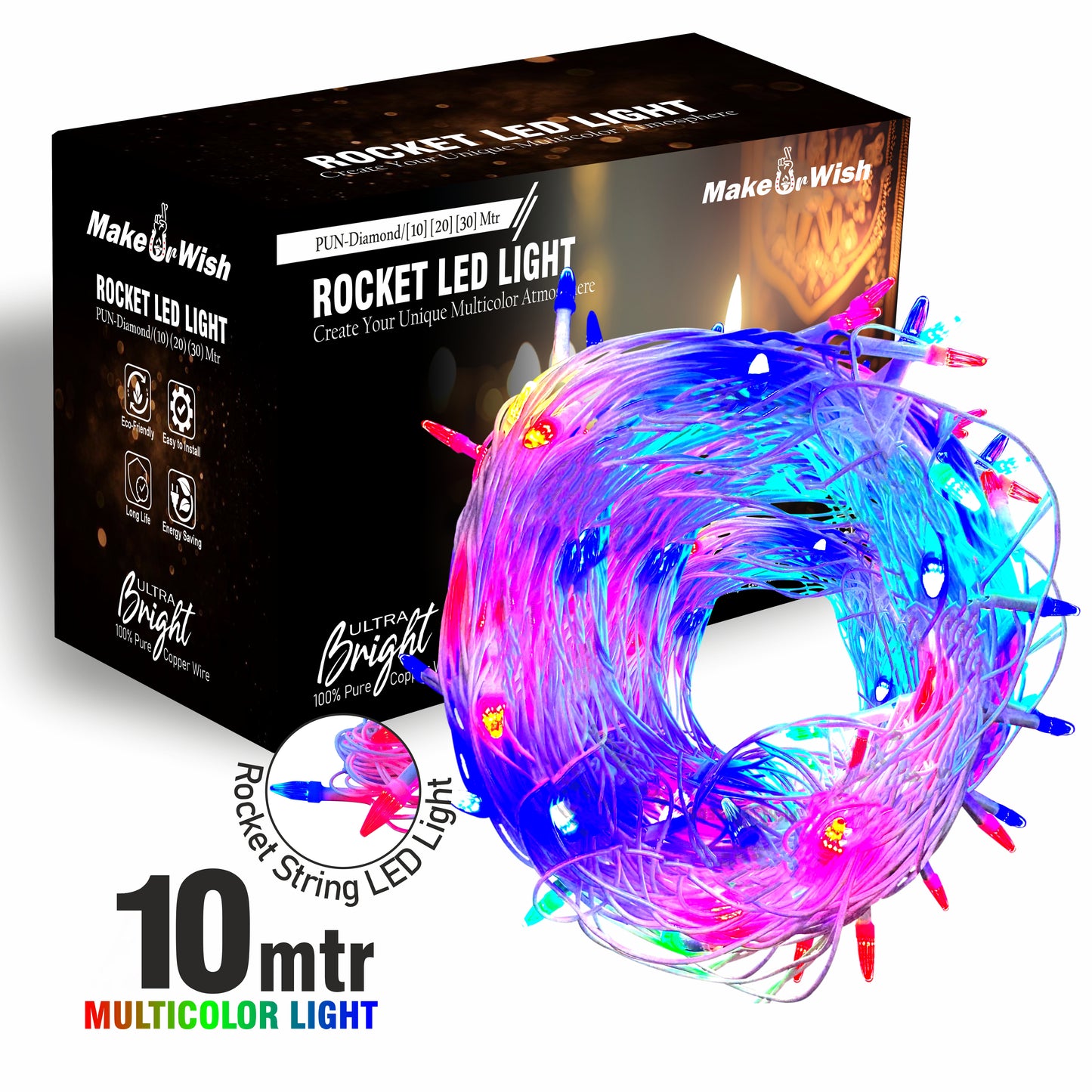Pick Ur Needs 24 LEDs 10 m Multicolor Color Changing Bulb Rice Lights
