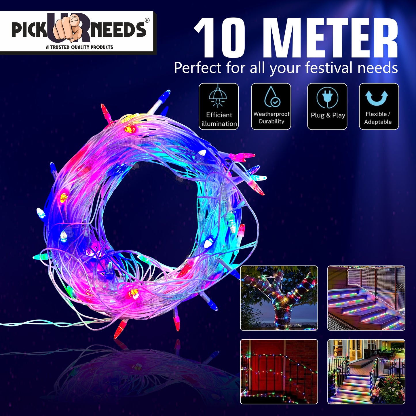 Pick Ur Needs 24 LEDs 10 m Multicolor Color Changing String Rice Lights  (Pack of 6)