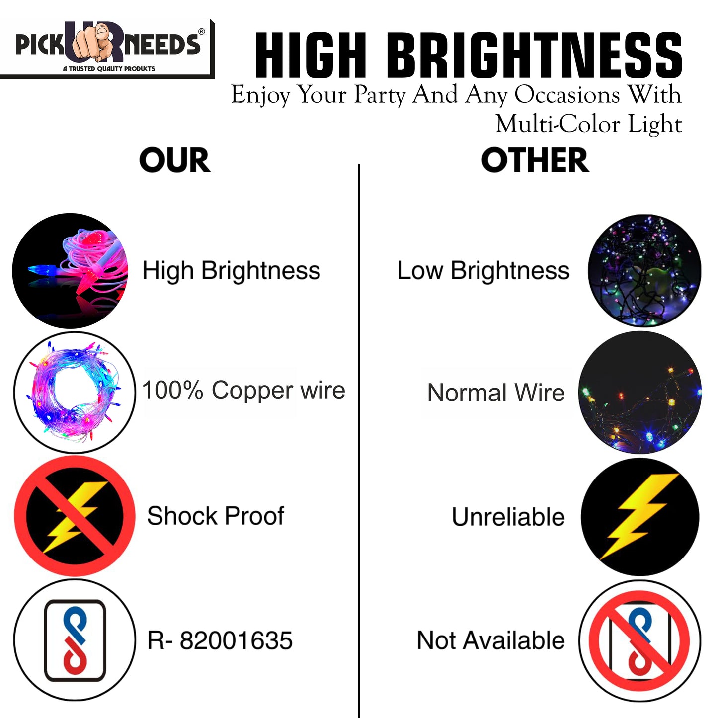 Pick Ur Needs 40 LEDs 20 m Multicolor Flickering String Rice Lights