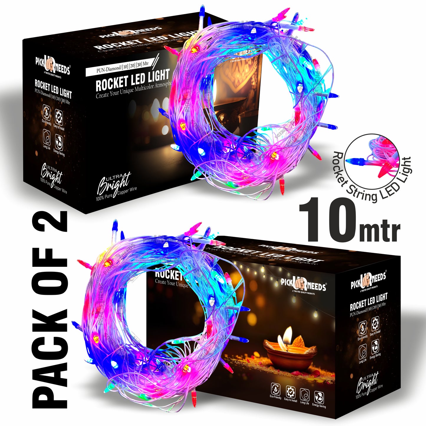 Pick Ur Needs 24 LEDs 10 m Multicolor Color Changing Bulb Rice Lights