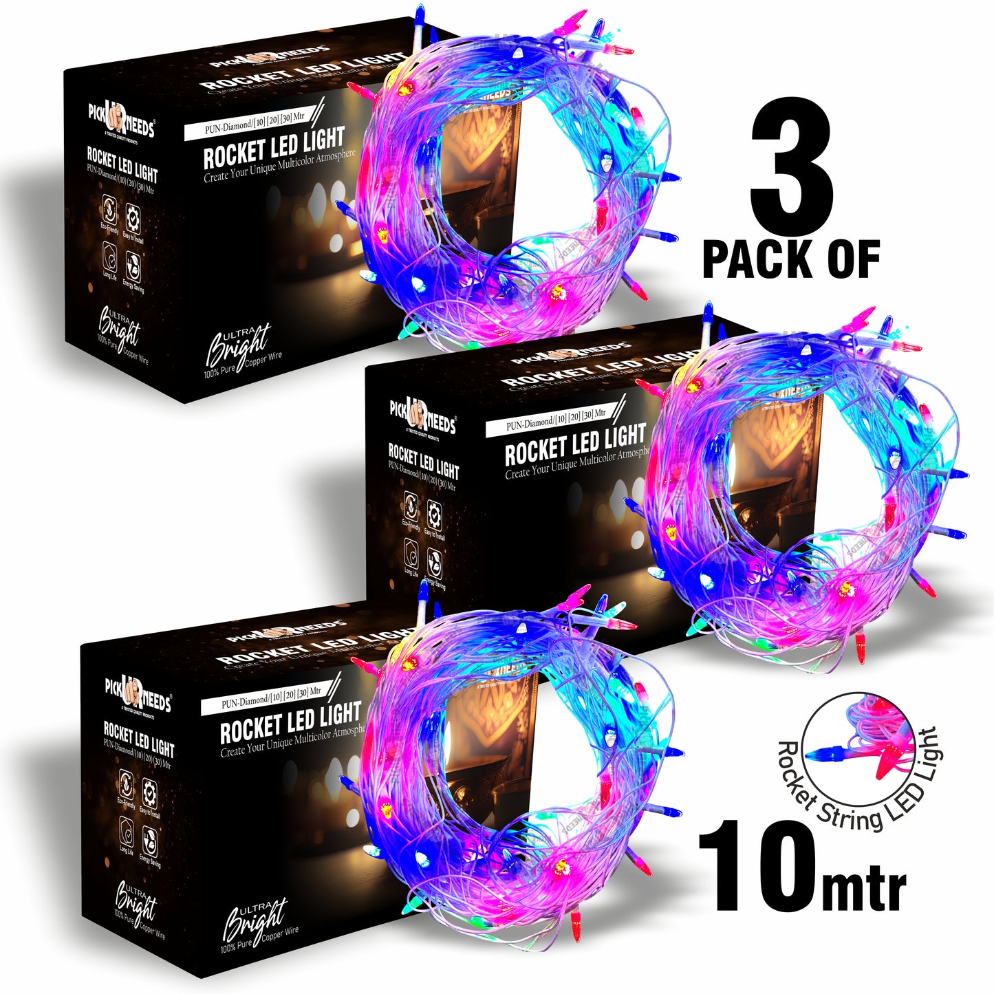 Pick Ur Needs 24 LEDs 10 m Multicolor Color Changing Bulb Rice Lights