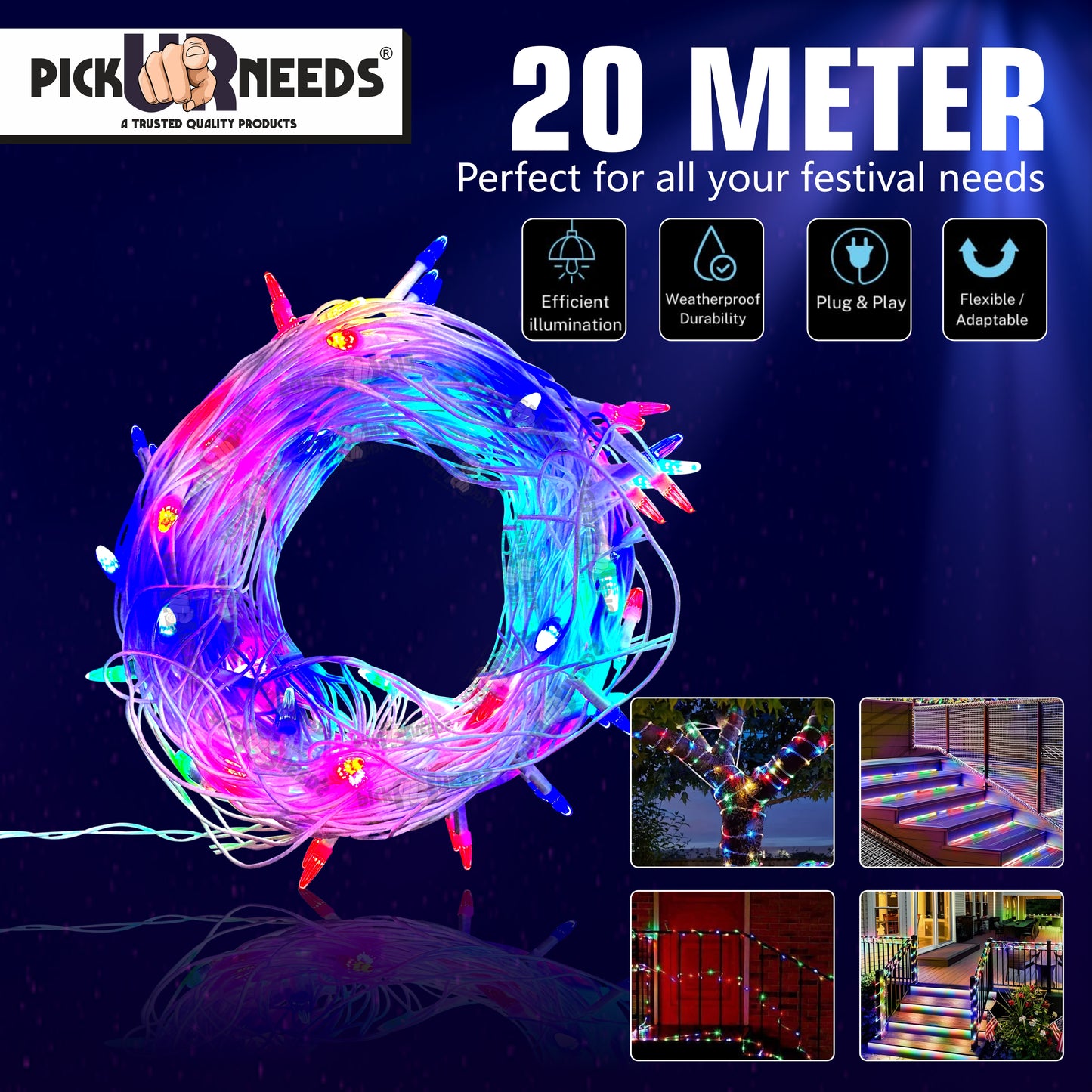 Pick Ur Needs 40 LEDs 20 m Multicolor Flickering String Rice Lights  (Pack of 2)