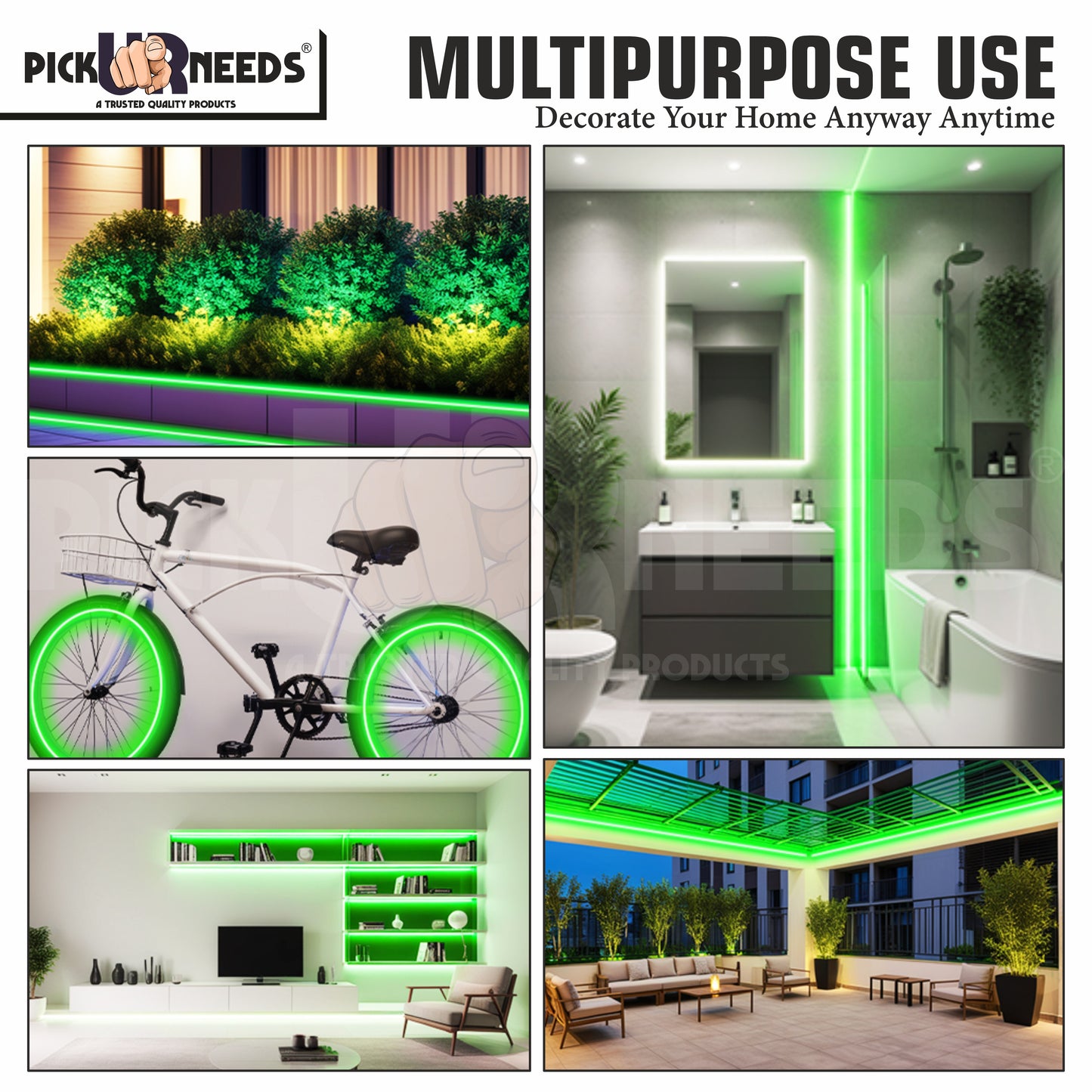 Pick Ur Needs Festival Decorative Light Strip / 1200 LED 10 Meter Rope/Strip Light Green Color Functional