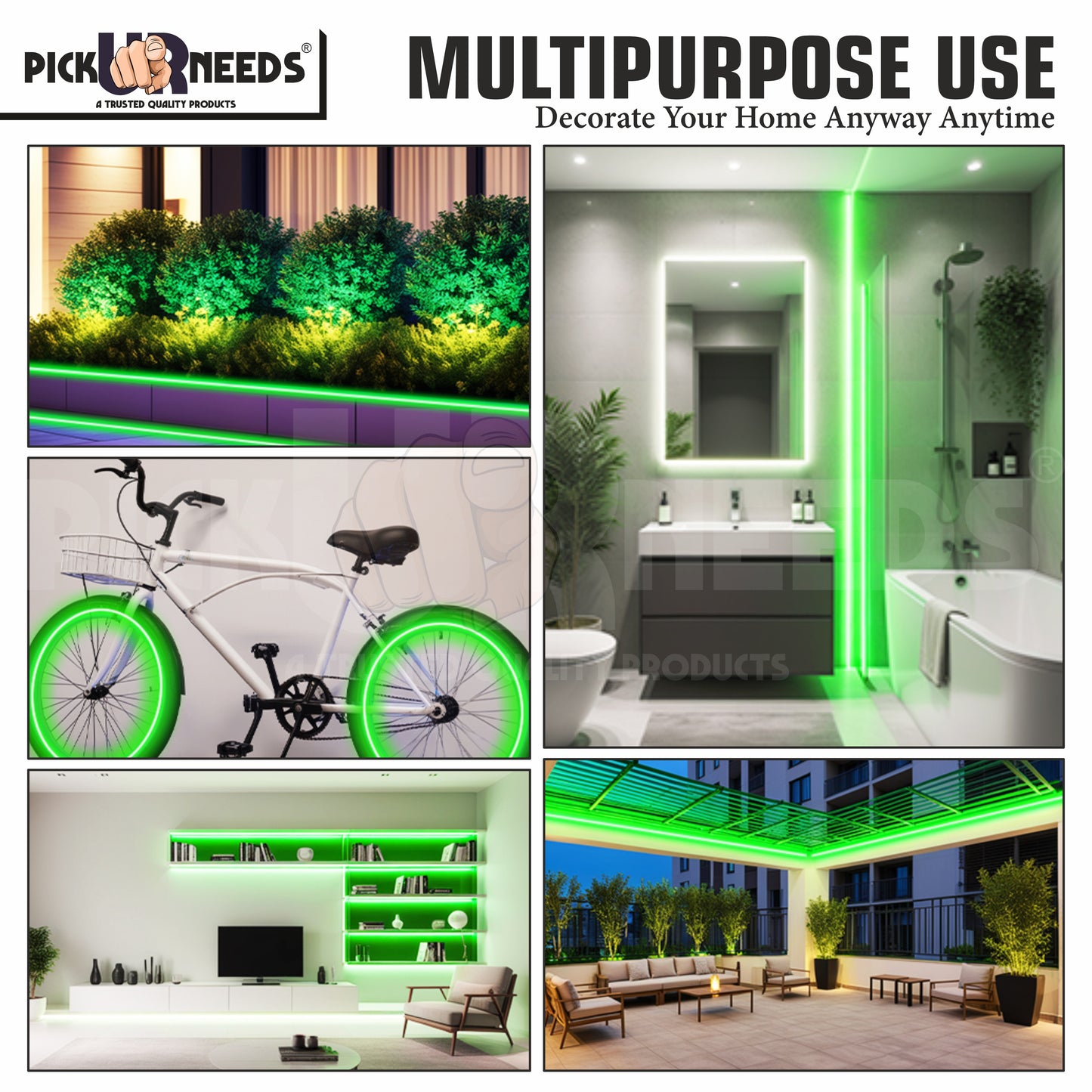 Pick Ur Needs 1200 LEDs 5 m Multicolor Steady Strip Rice Lights  (Pack of 1)