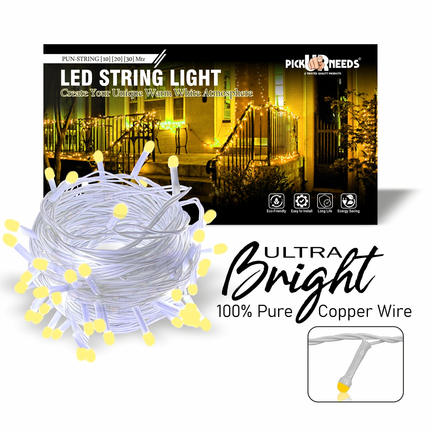 Pick Ur Needs 60 LEDs 15 m Beige Steady String Rice Lights