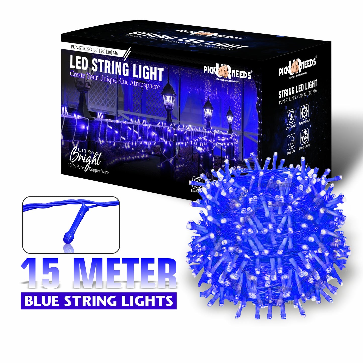 Pick Ur Needs 40 LEDs 15 m Orange Steady String Rice Lights