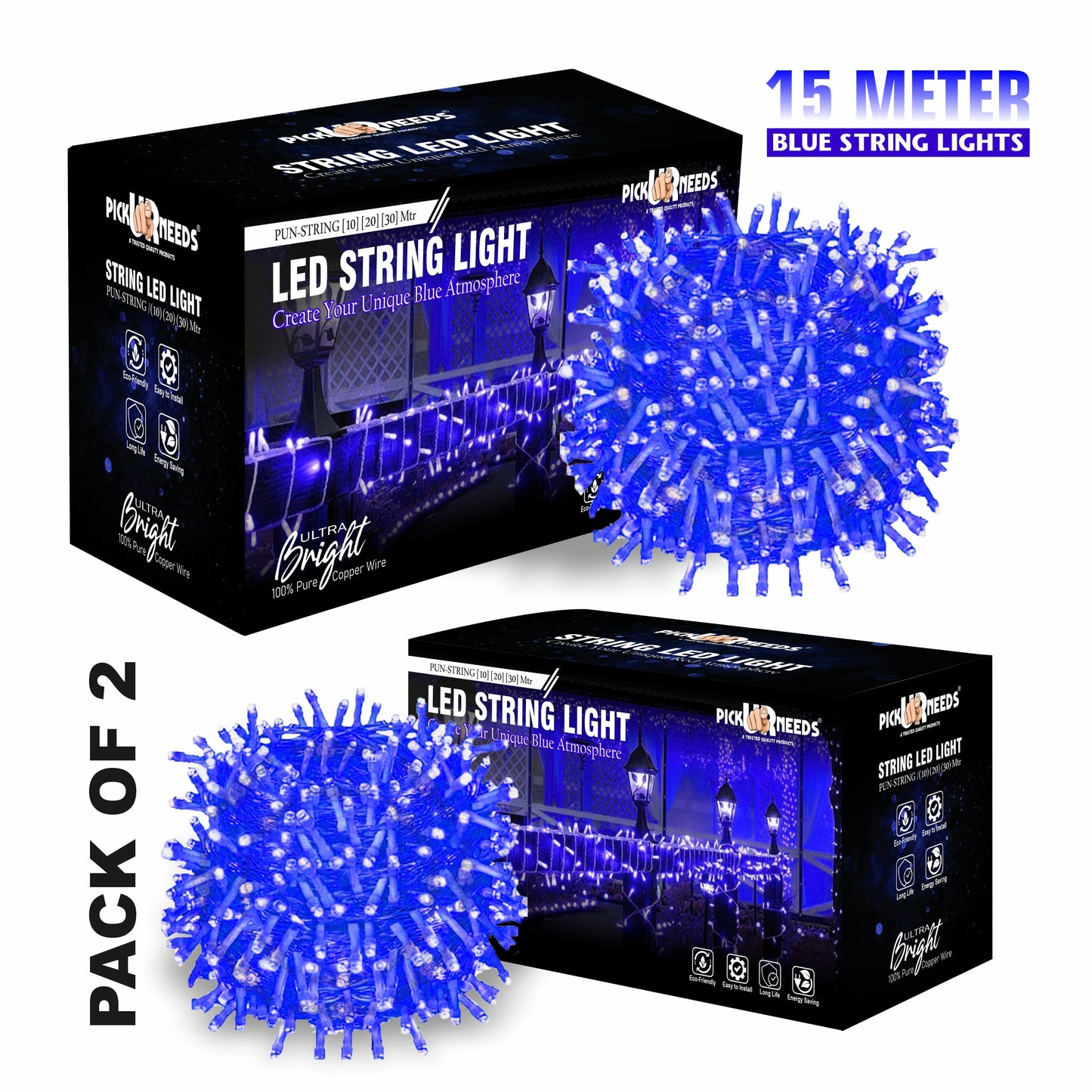Pick Ur Needs 40 LEDs 15 m Orange Steady String Rice Lights