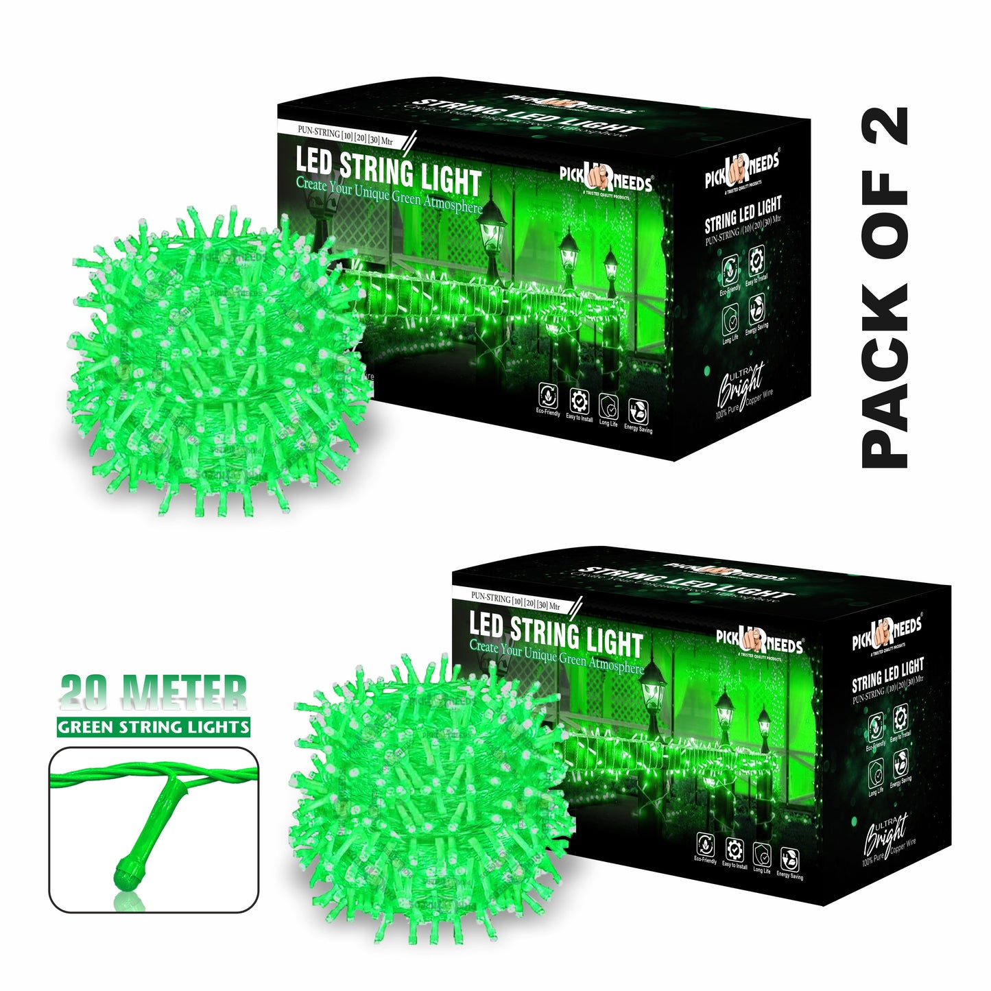 Pick Ur Needs 60 LEDs 20 m Beige Steady String Rice Lights  (Pack of 2)