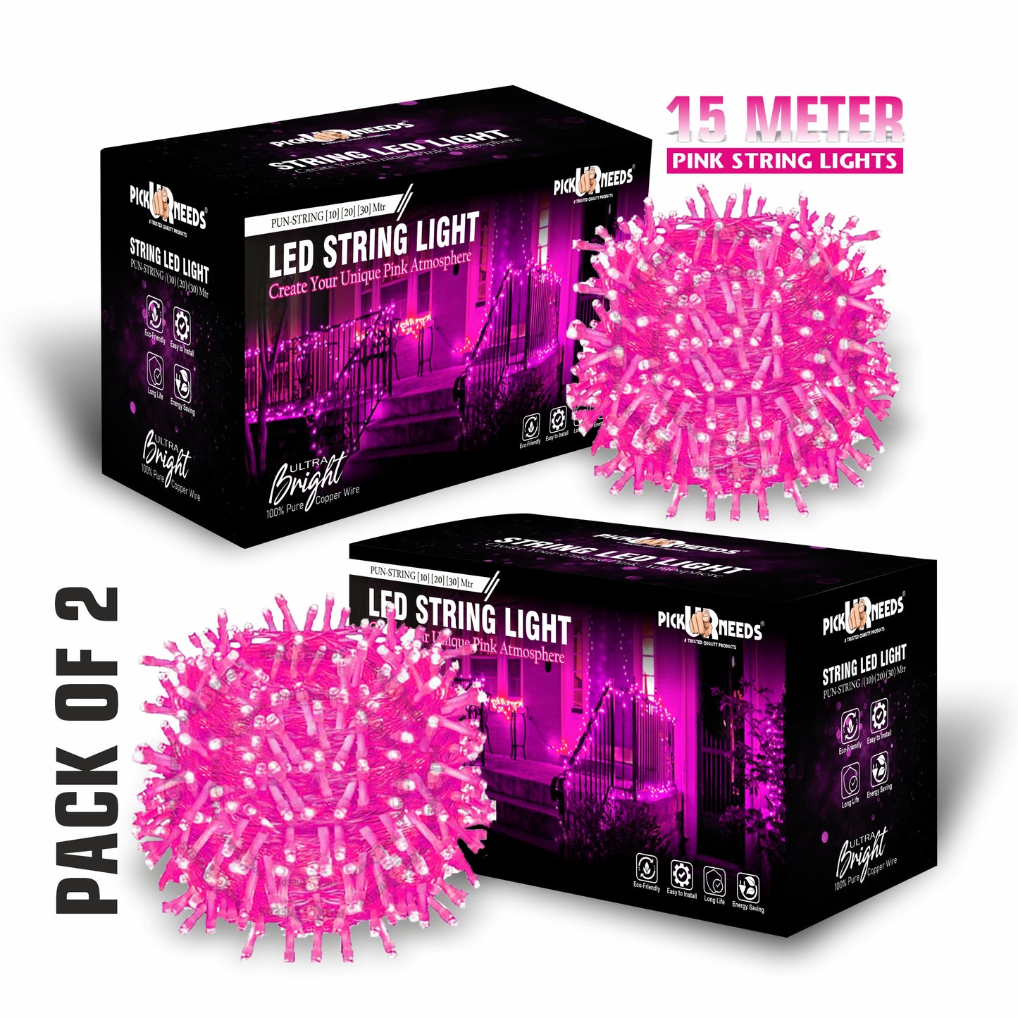 Pick Ur Needs 40 LEDs 15 m Orange Steady String Rice Lights