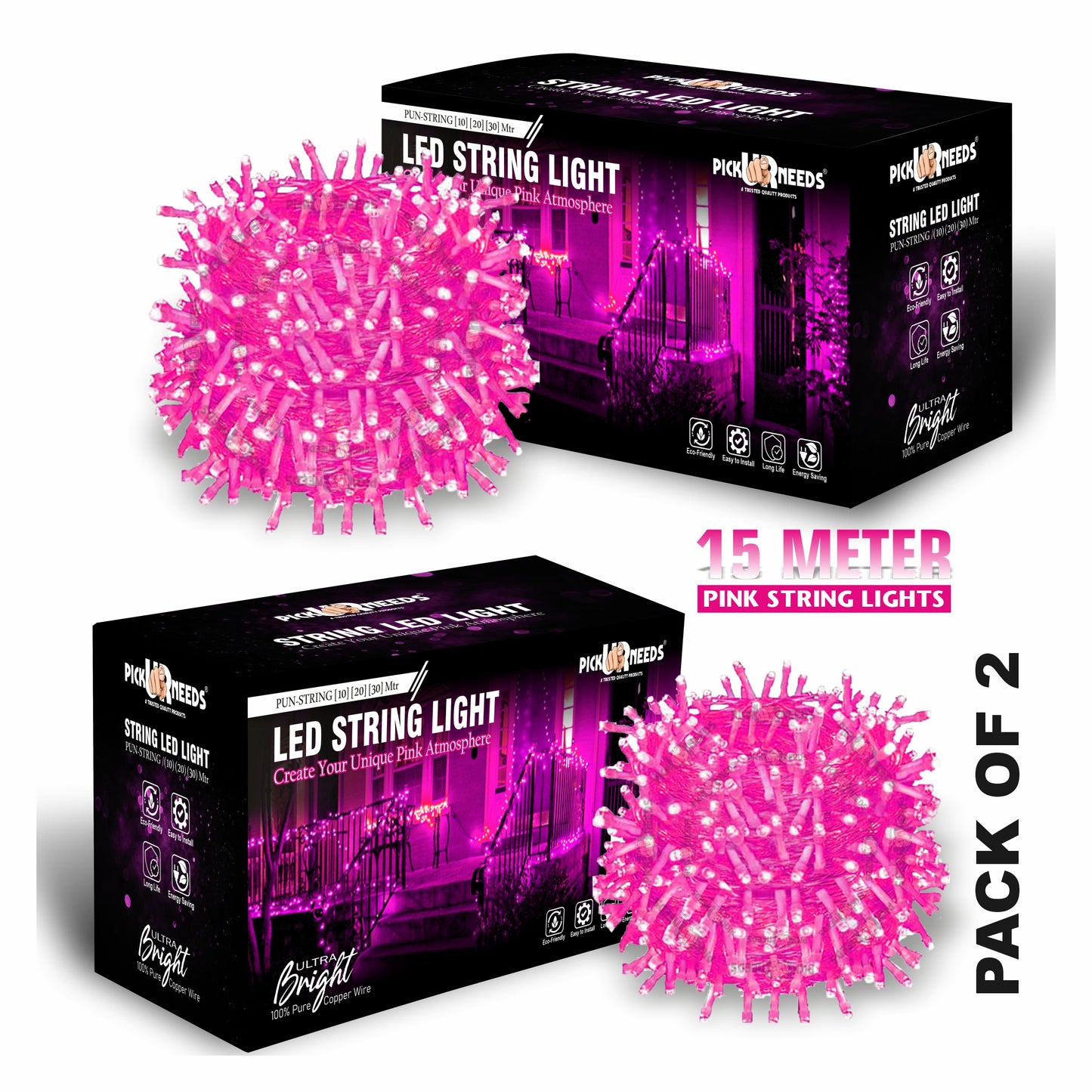 Pick Ur Needs 40 LEDs 15 m Yellow Steady String Rice Lights