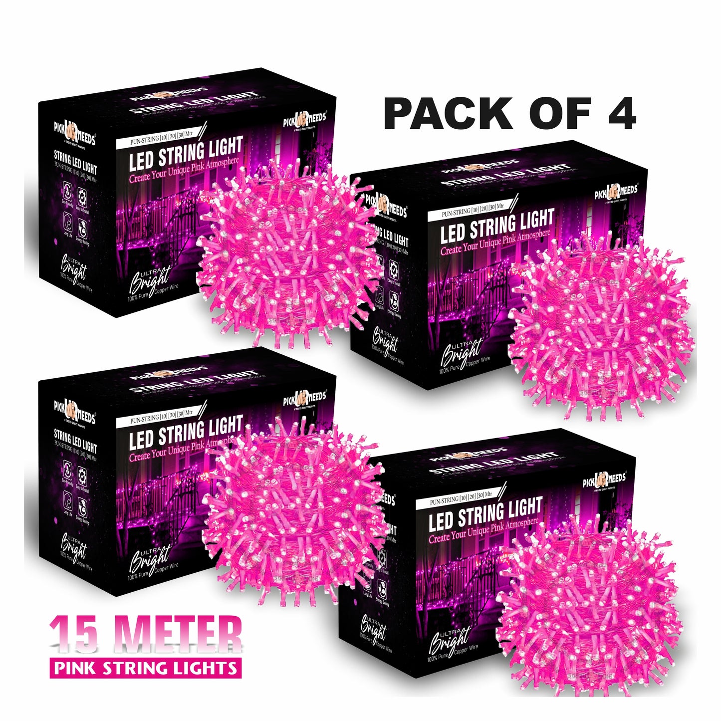 Pick Ur Needs 40 LEDs 15 m Orange Steady String Rice Lights
