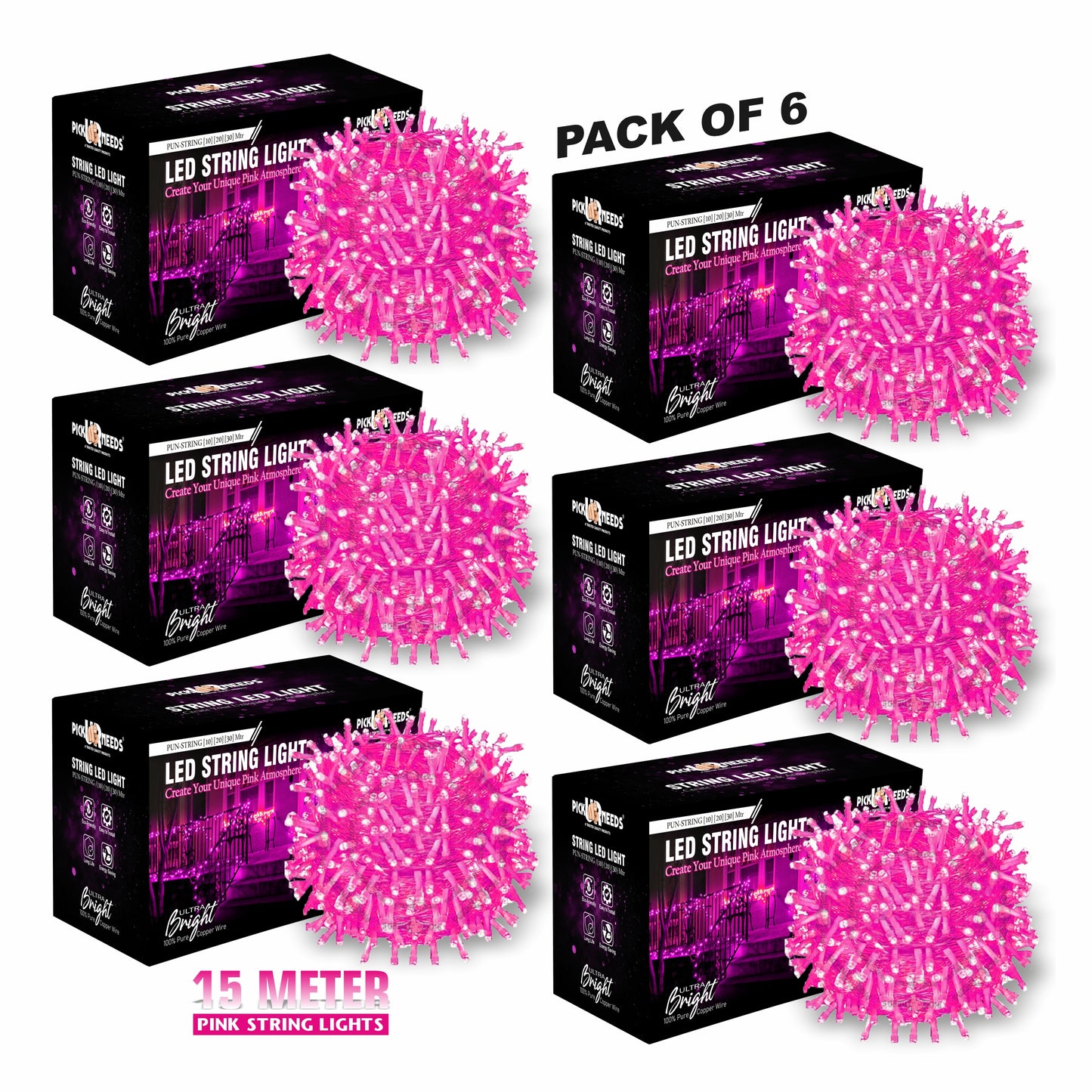 Pick Ur Needs 40 LEDs 15 m Orange Steady String Rice Lights