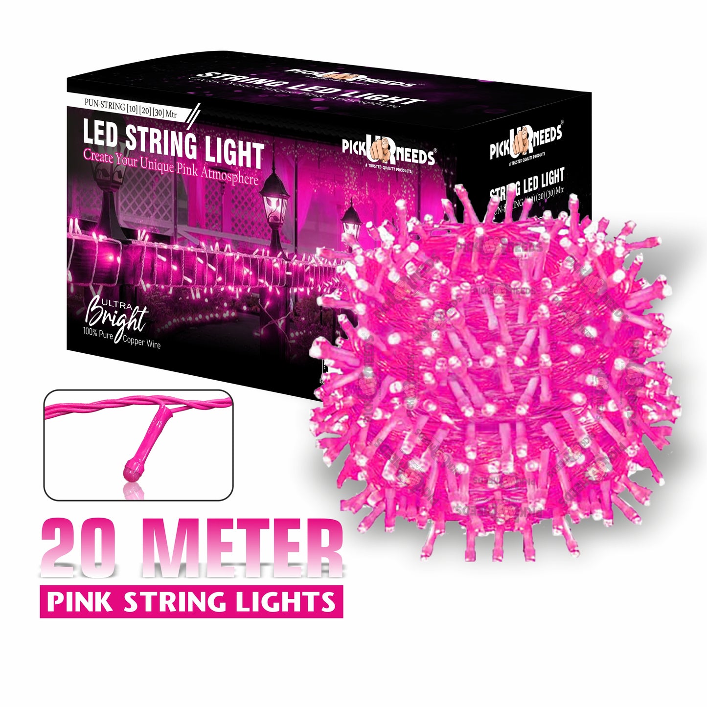 Pick Ur Needs 60 LEDs 20 m Yellow Steady String Rice Lights  (Pack of 1)